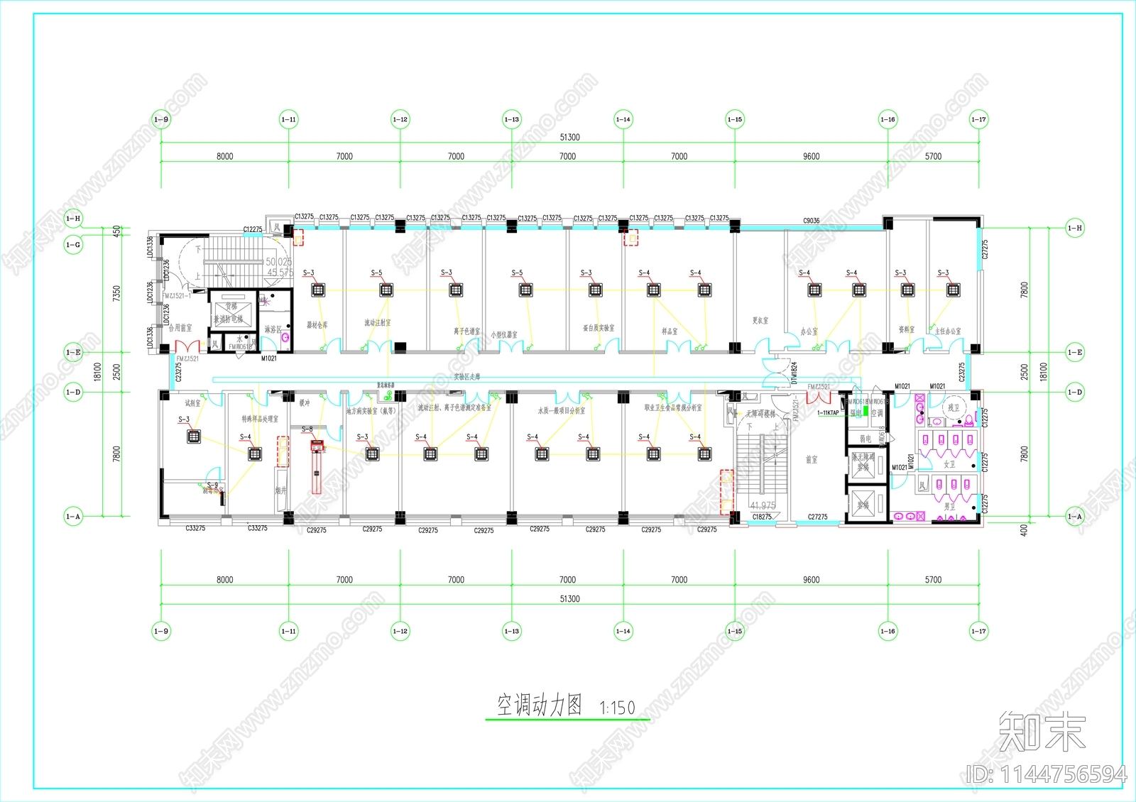 疾控中心检验检测物理化学分析实验室装修给排水电气通风空调cad施工图下载【ID:1144756594】