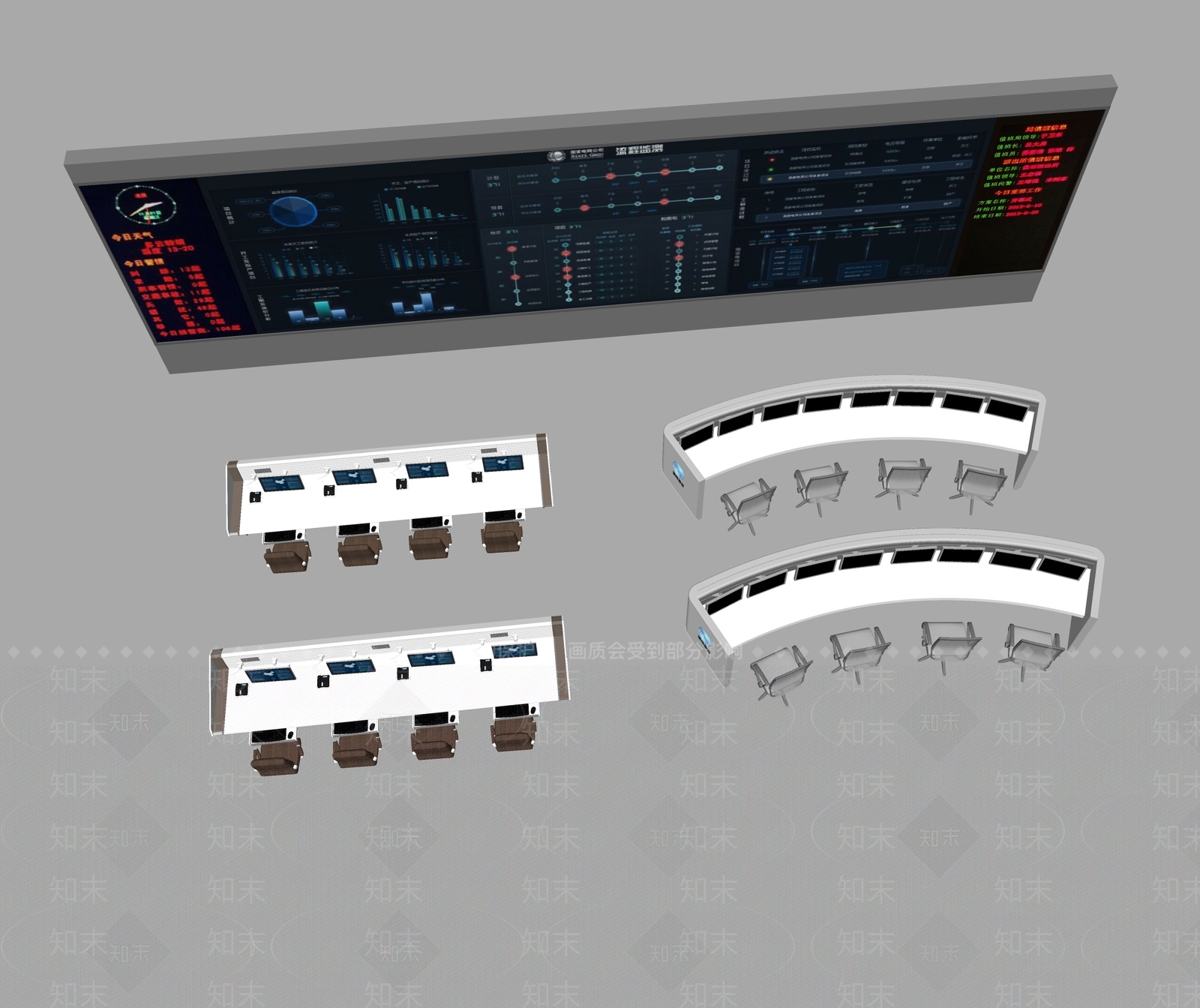 监控显示屏SU模型下载【ID:1144762959】