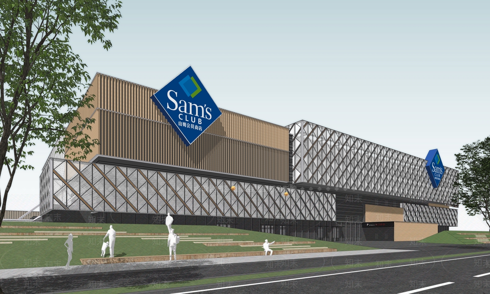 商场建筑SU模型精品下载_SketchUp模型_知末网