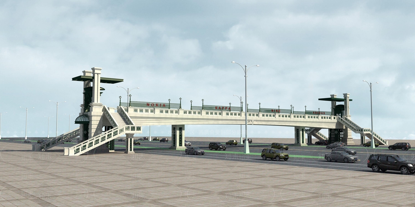 欧式古典过街天桥3D模型下载【ID:1144765853】
