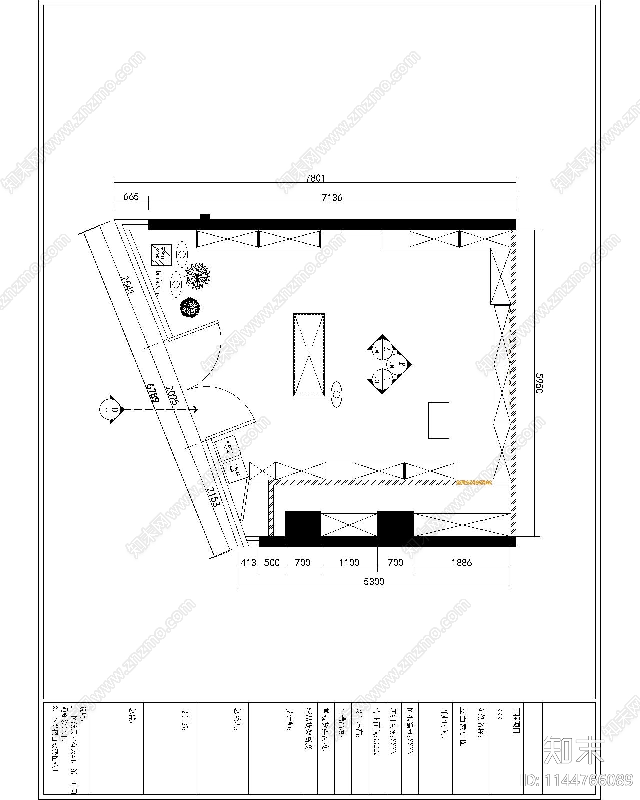 品牌服装店室内cad施工图下载【ID:1144766089】