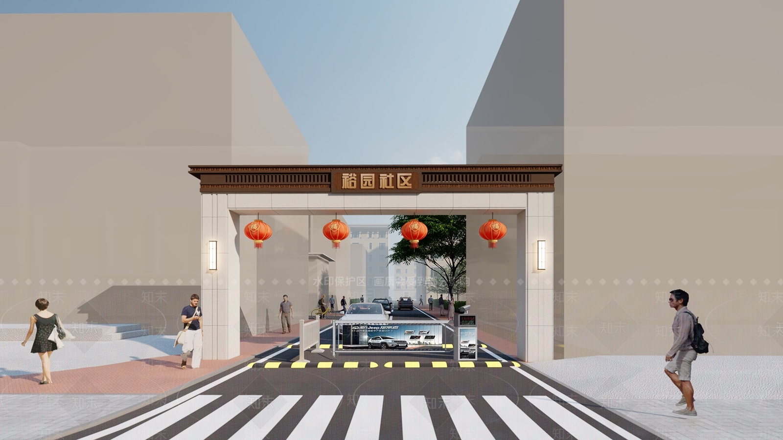 新中式特色入口大门SU模型下载【ID:1144766793】