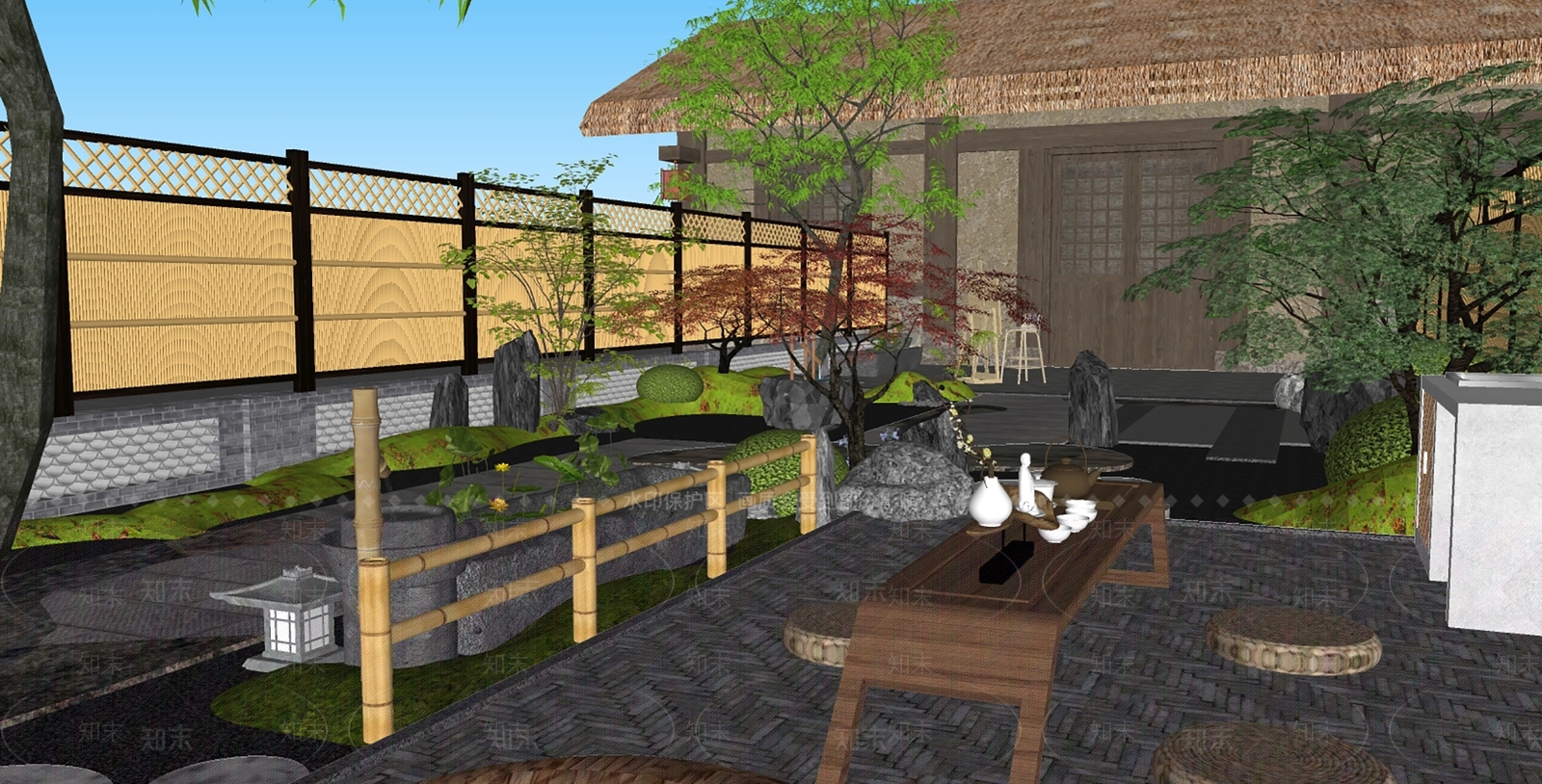 现代乡村庭院SU模型下载【ID:1144766546】