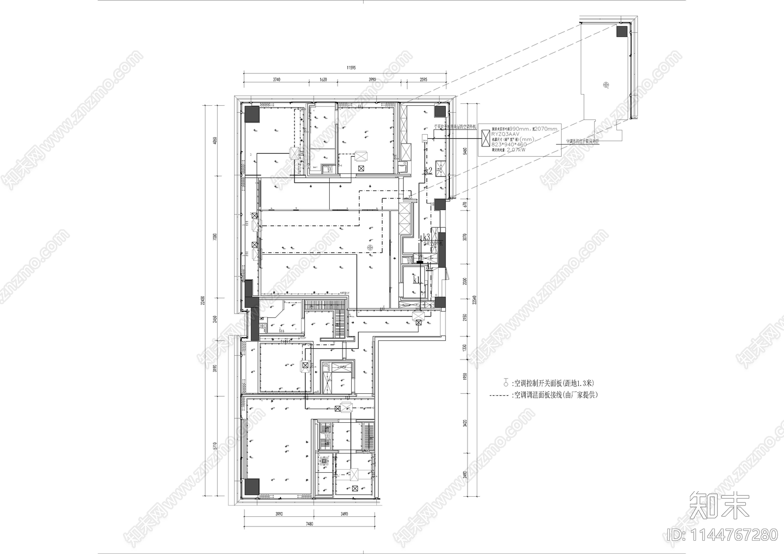 大平层电气cad施工图下载【ID:1144767280】