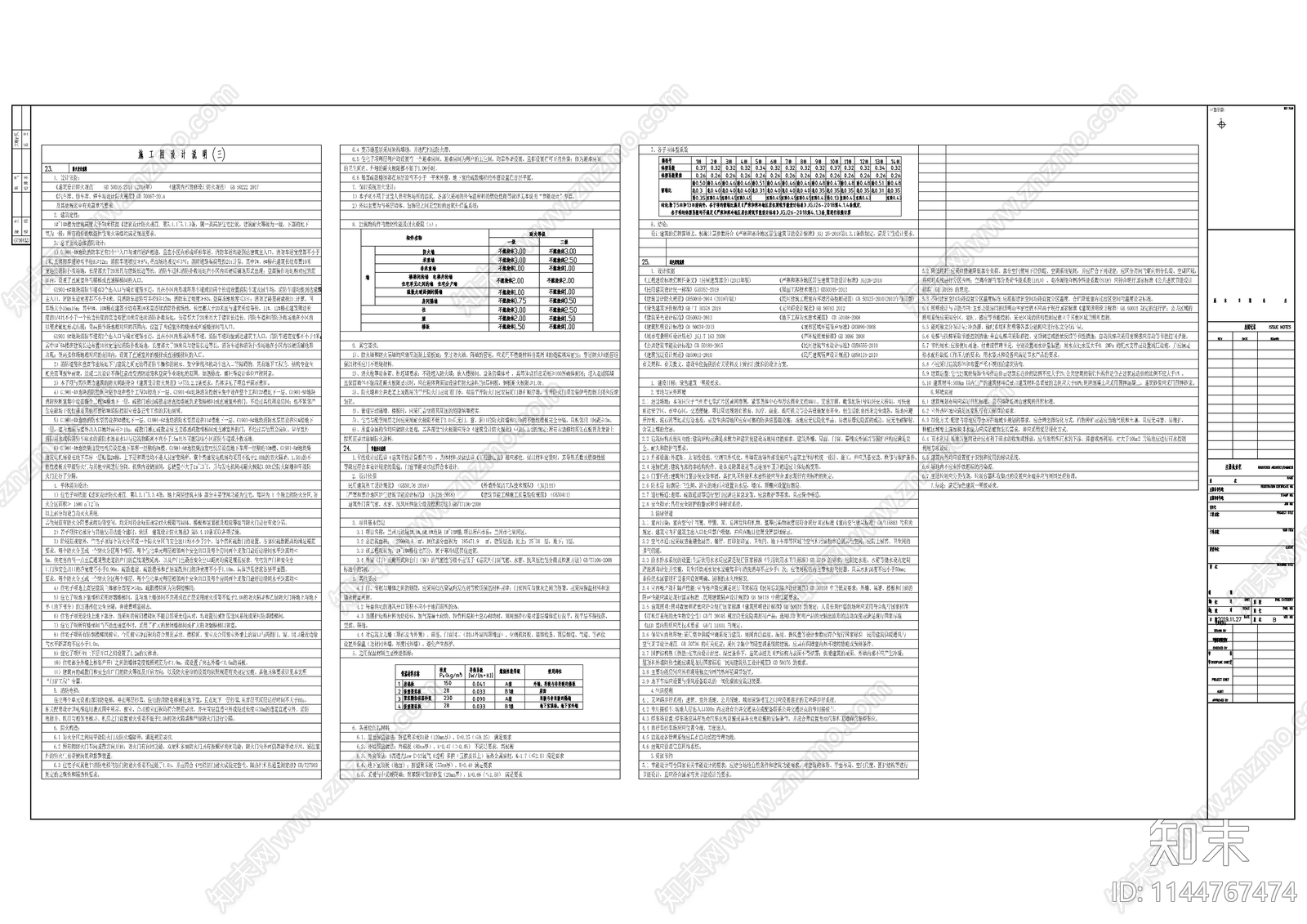 建筑防火施工设计说明室内装修选用表cad施工图下载【ID:1144767474】