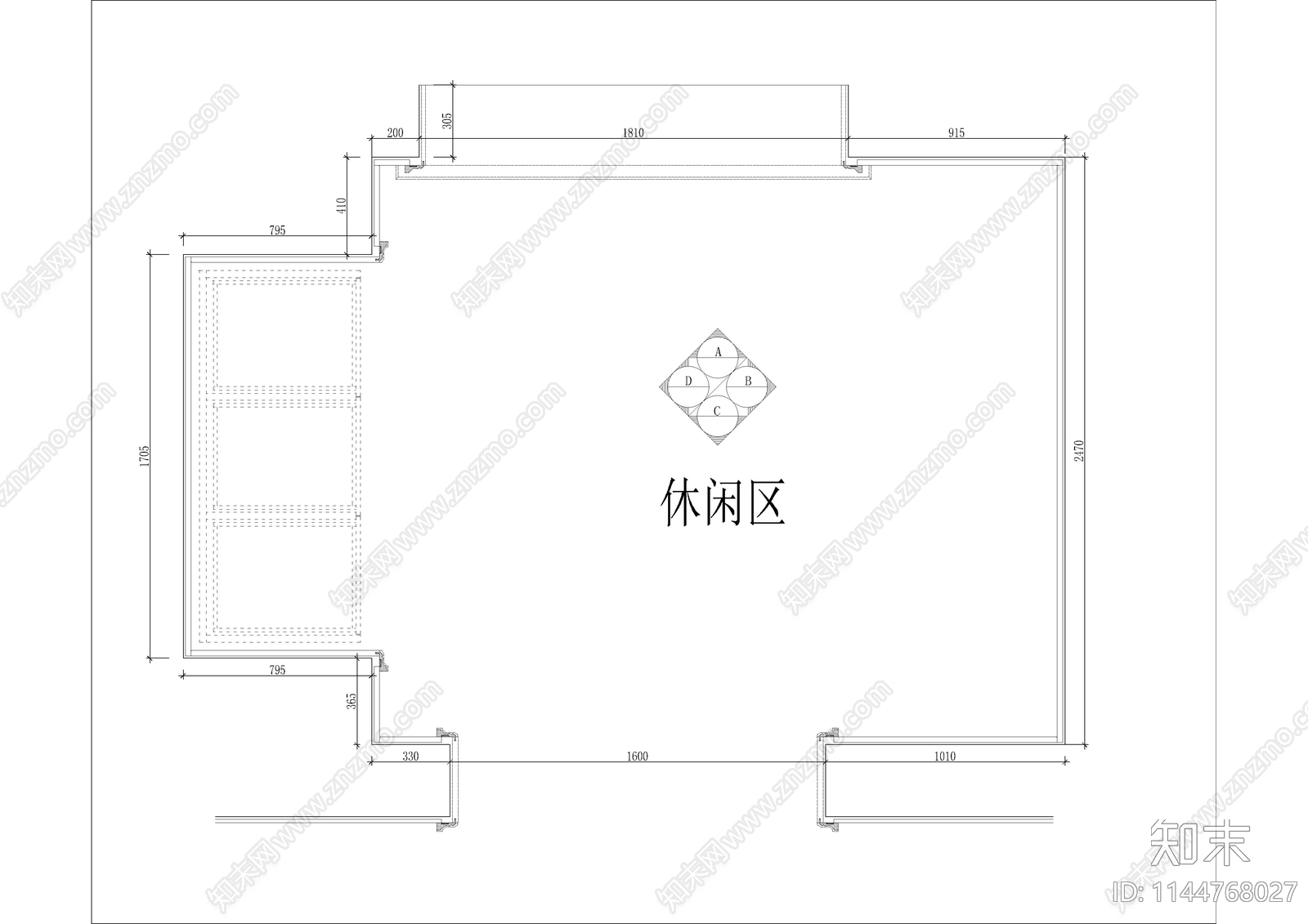 展厅木饰面墙cad施工图下载【ID:1144768027】