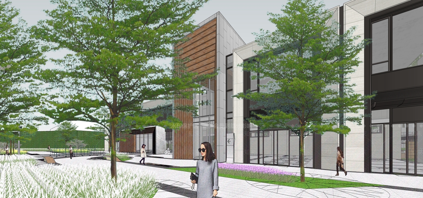 现代庭院住宅景观SU模型下载【ID:1144768394】