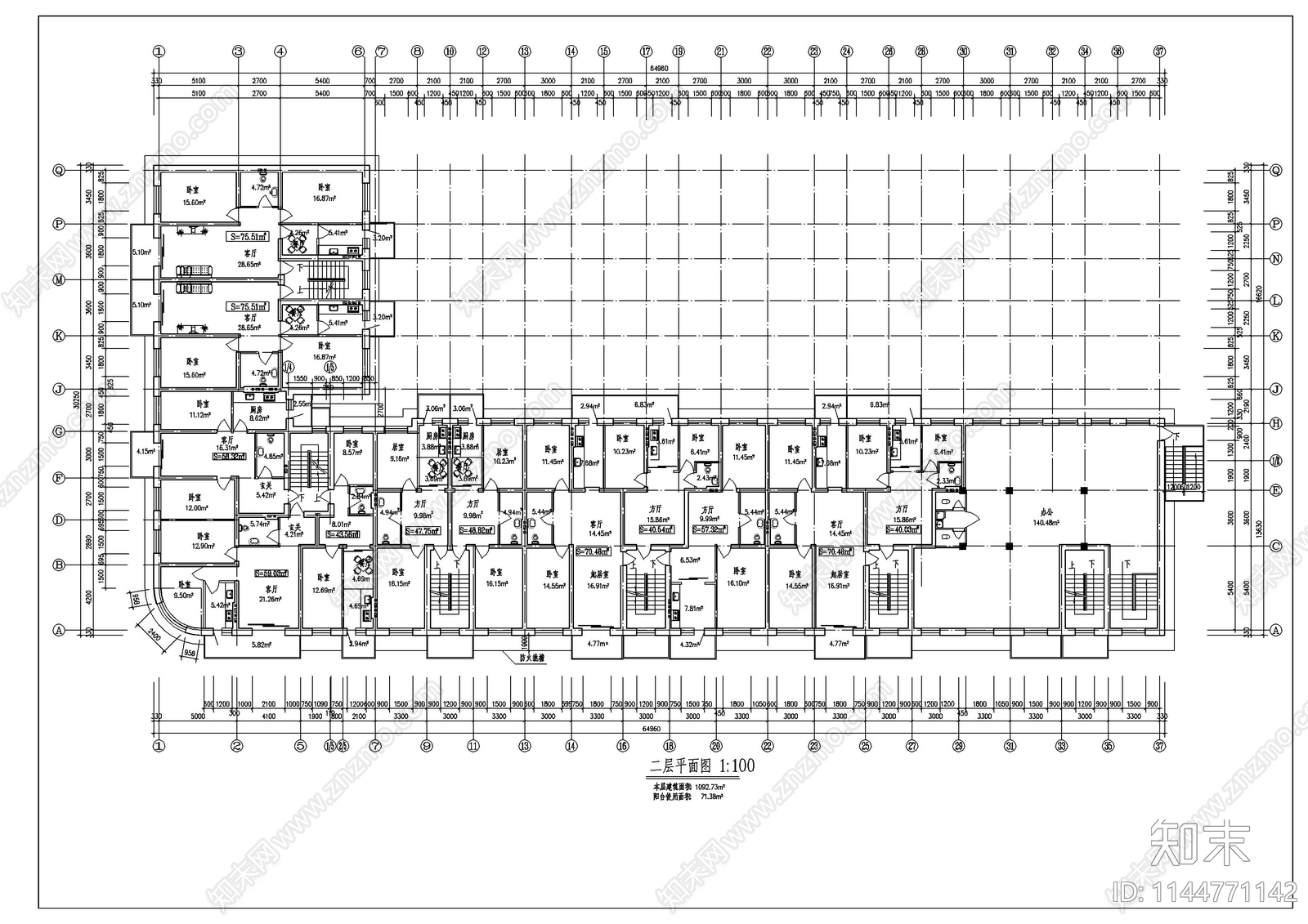 路边商住楼建筑cad施工图下载【ID:1144771142】