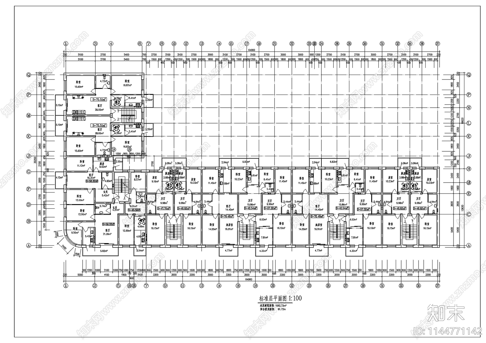 路边商住楼建筑cad施工图下载【ID:1144771142】