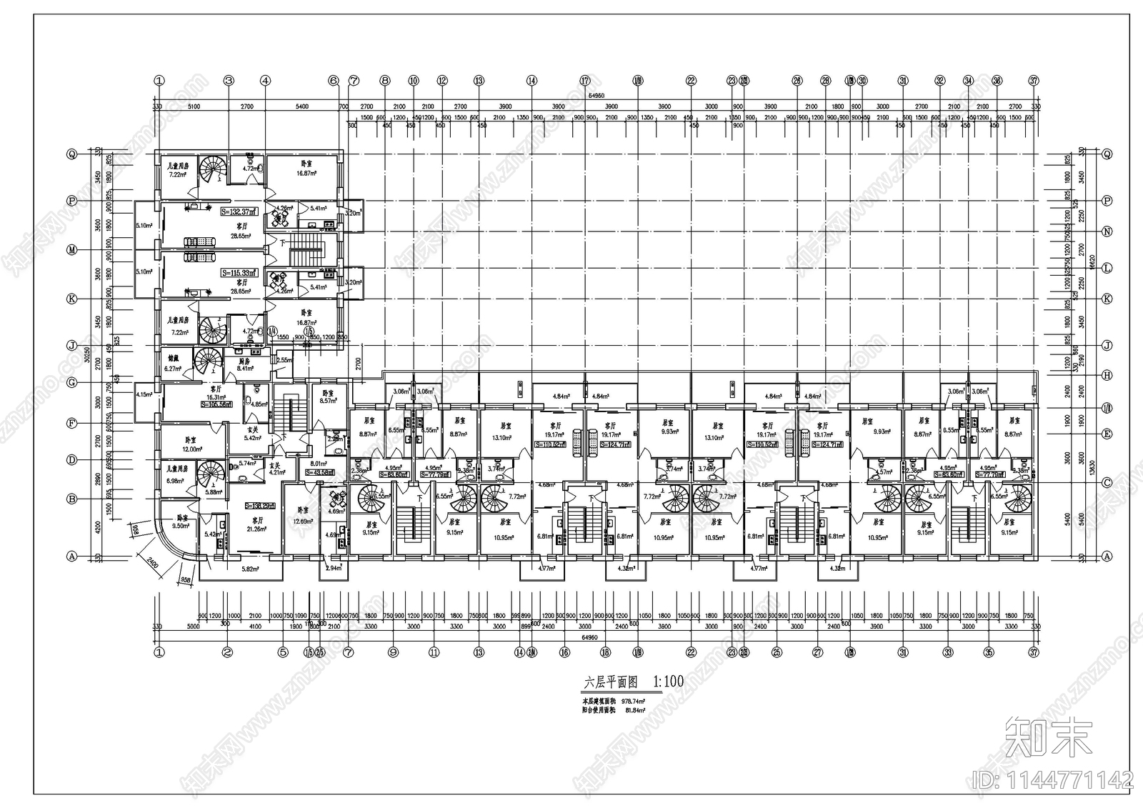 路边商住楼建筑cad施工图下载【ID:1144771142】