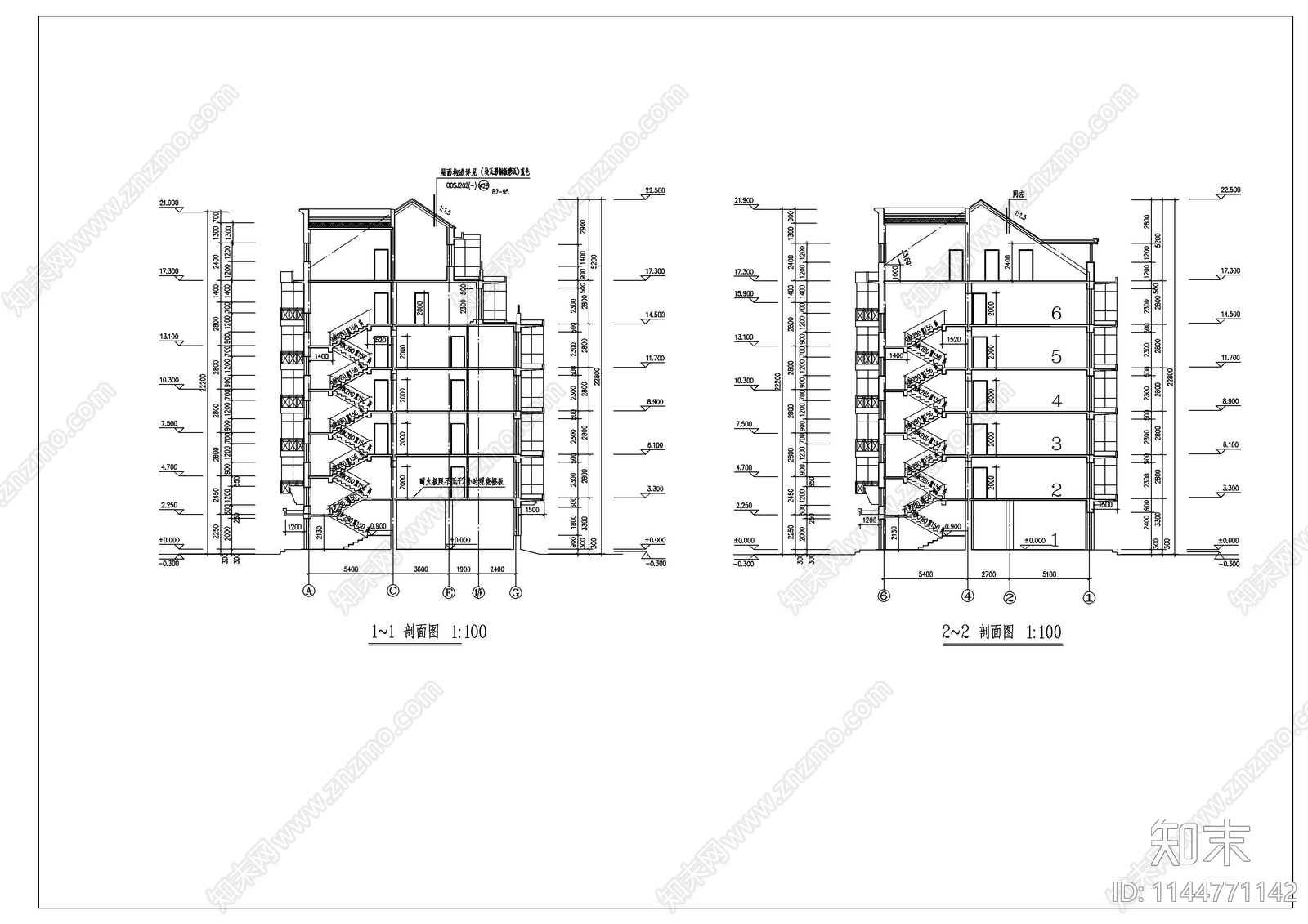 路边商住楼建筑cad施工图下载【ID:1144771142】