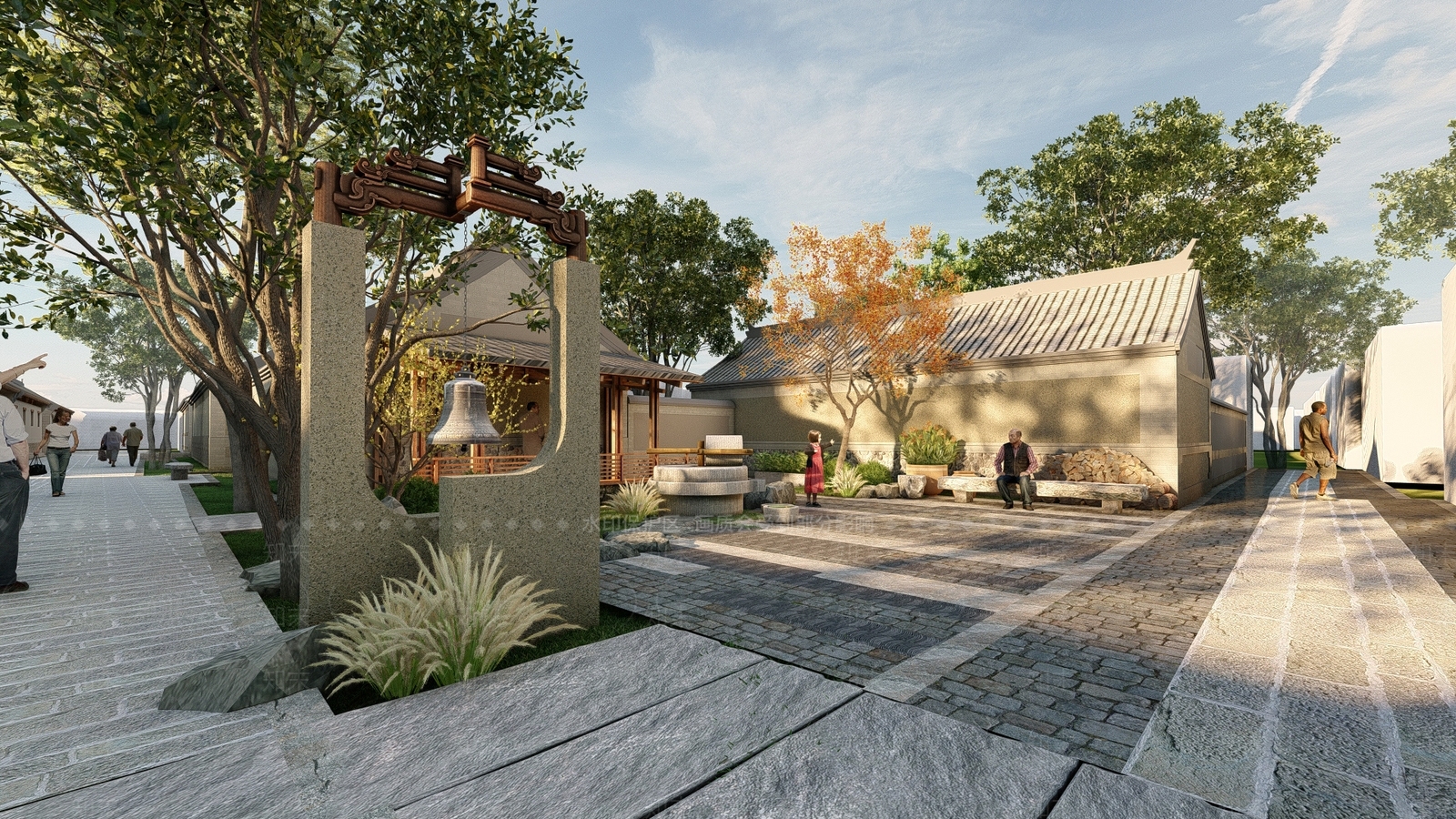 中式乡村文化小广场景观SU模型下载【ID:1144777433】