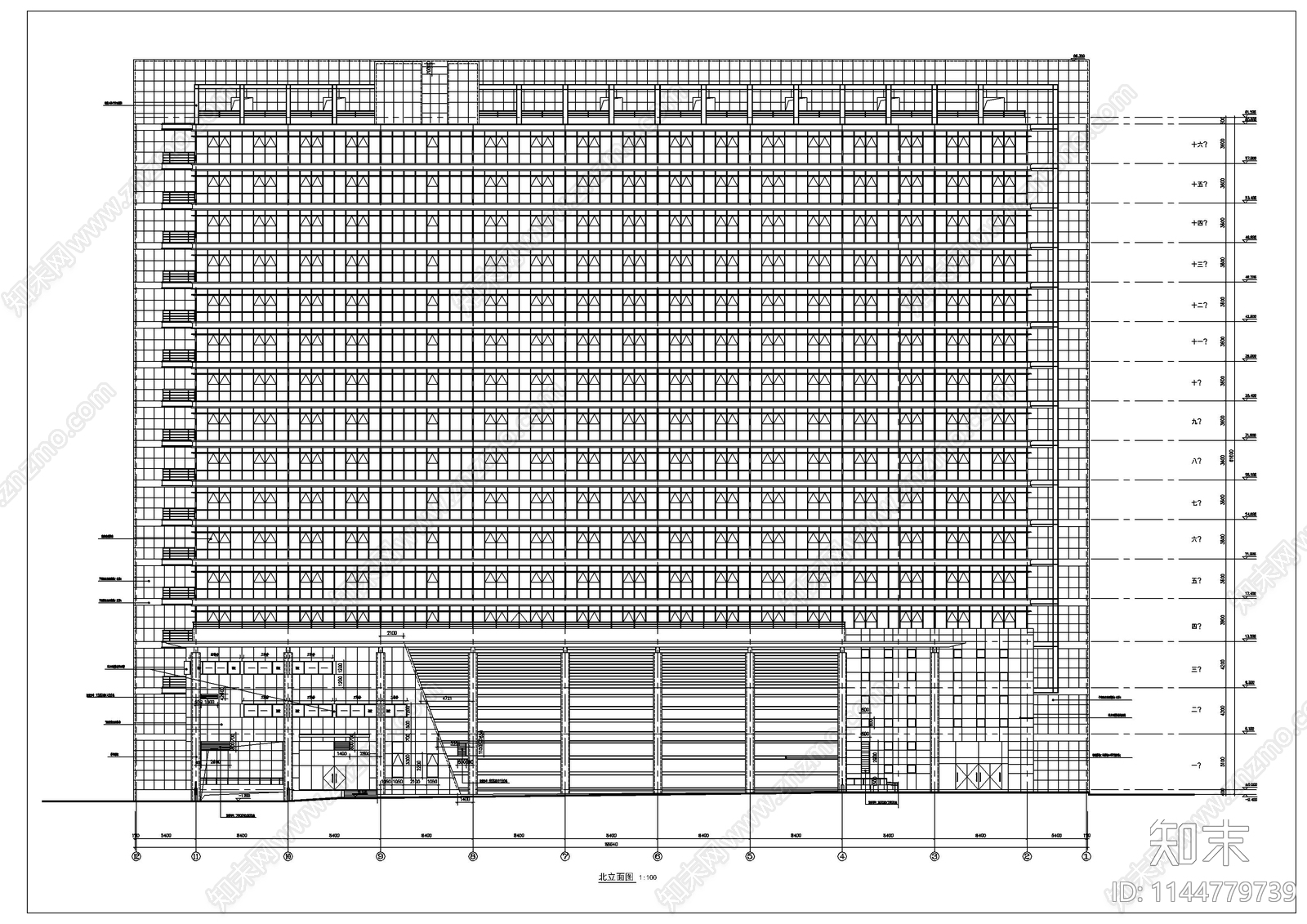 高层税务办公楼建筑cad施工图下载【ID:1144779739】