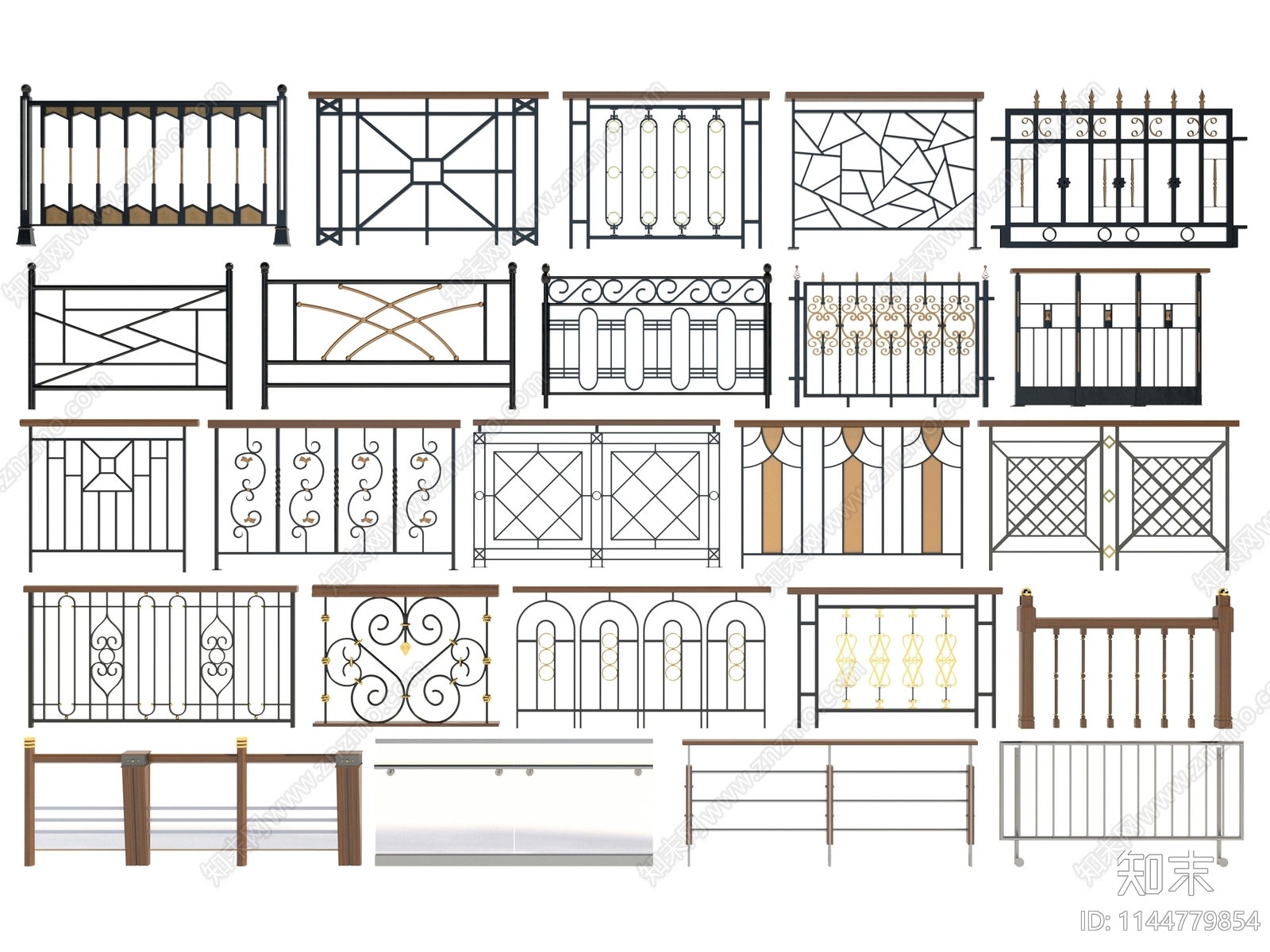 现代风格栏杆3D模型下载【ID:1144779854】