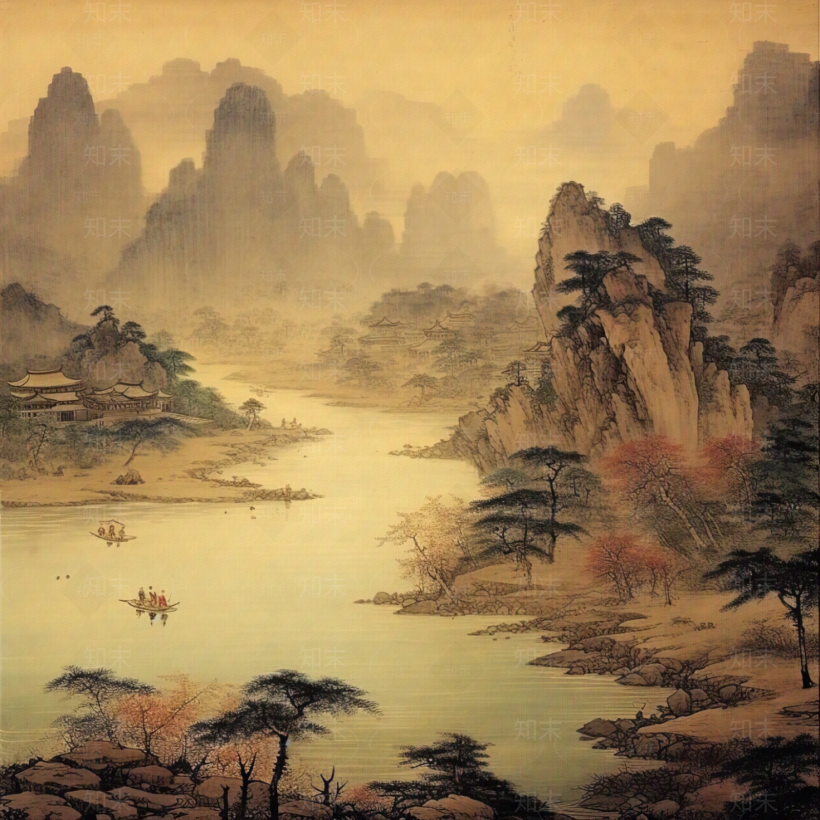 中式传统山水画贴图下载【ID:1144782755】_【知末网贴图库】