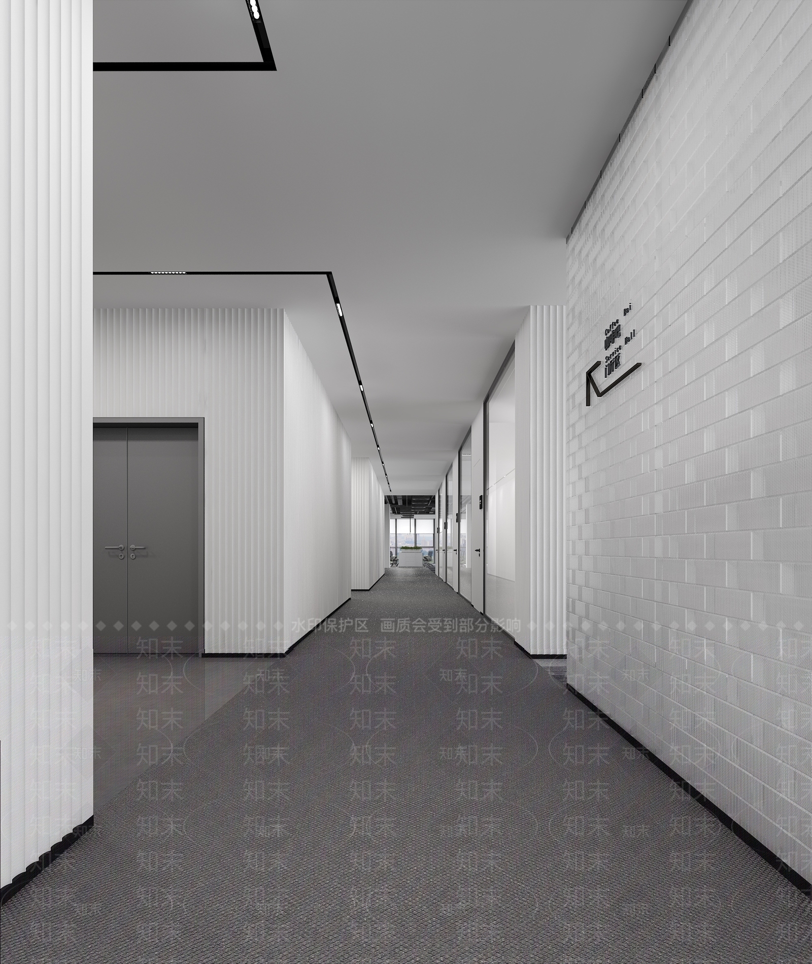现代办公走廊3D模型下载【ID:1144787189】