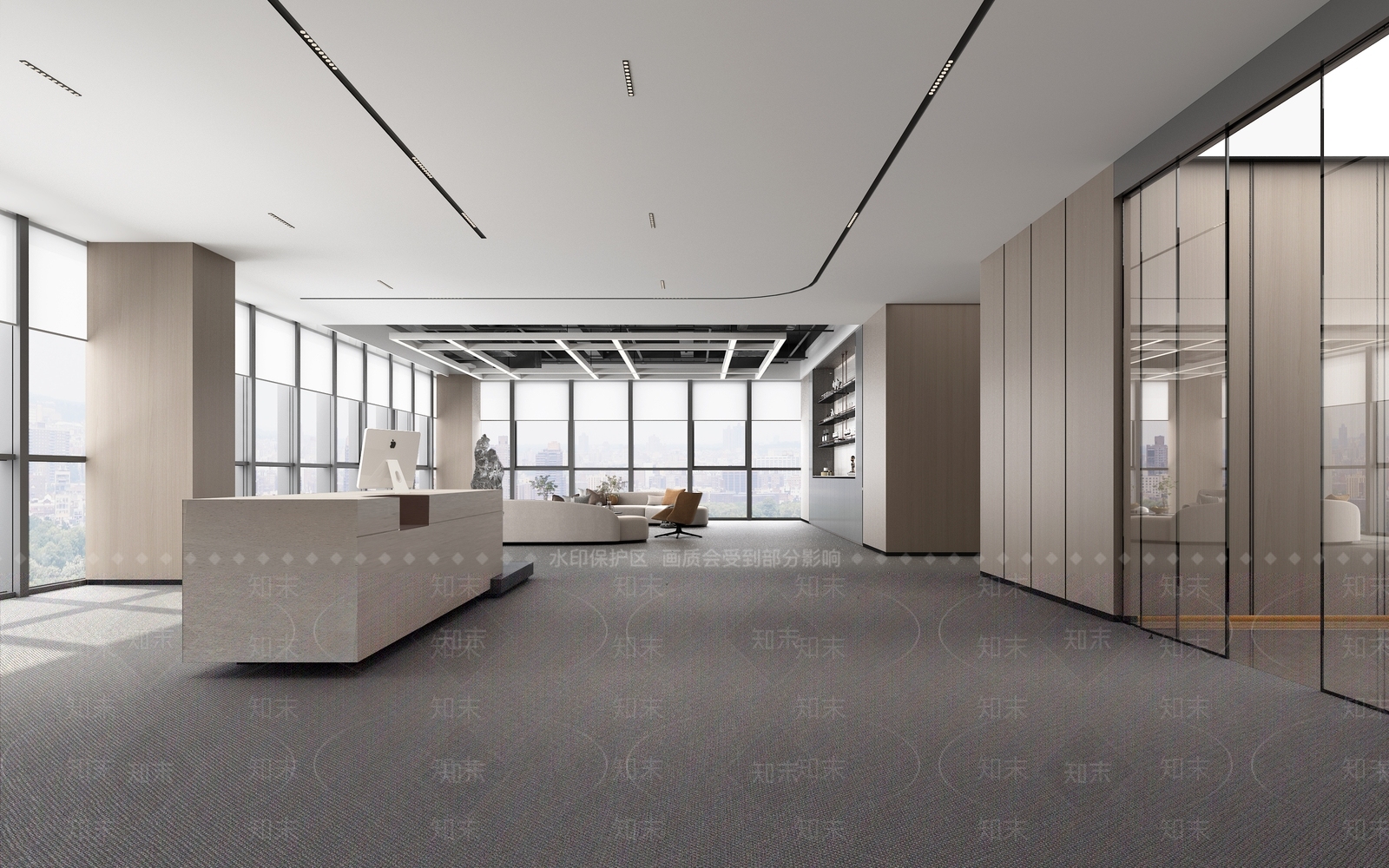 现代公司大堂接待区3D模型下载【ID:1144789066】