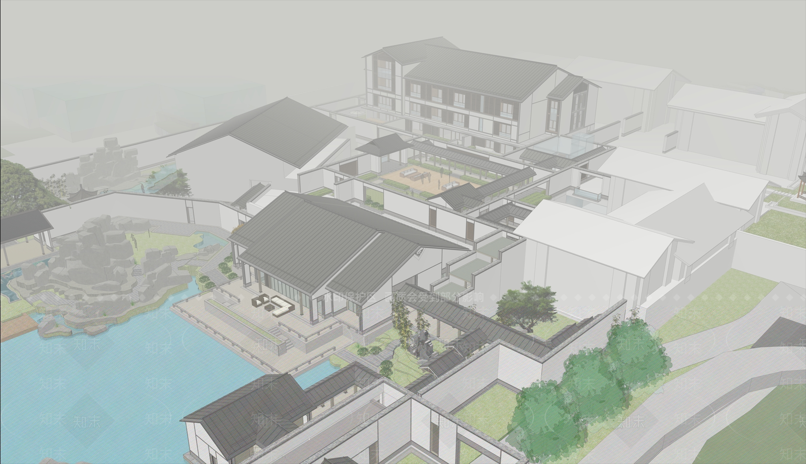 新中式展示会所SU模型下载【ID:1144789024】