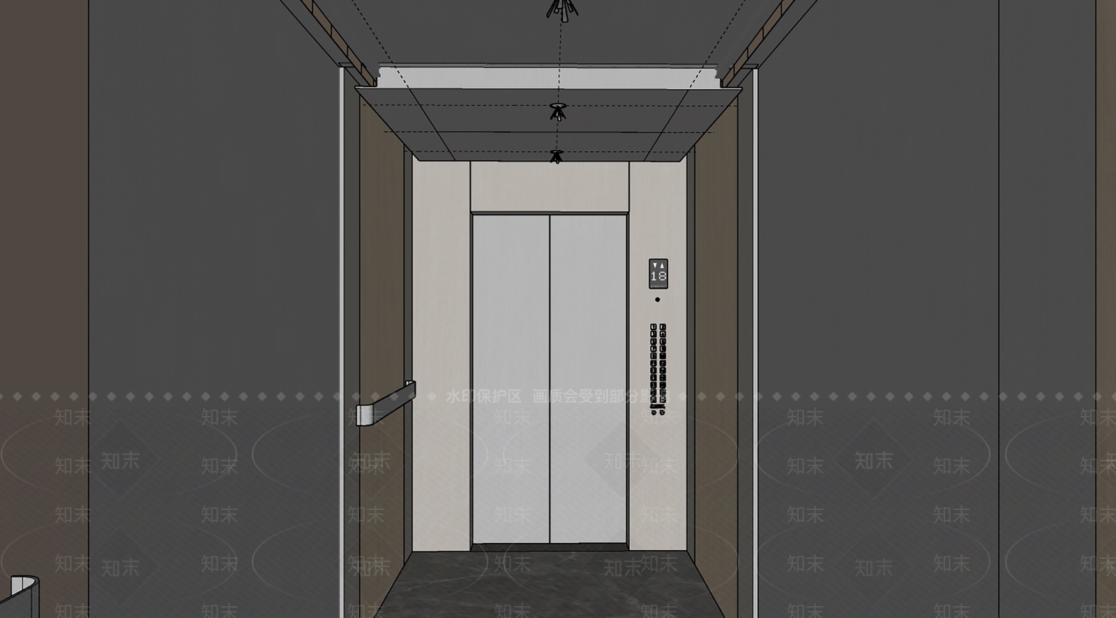 现代电梯轿厢SU模型下载【ID:1144789802】