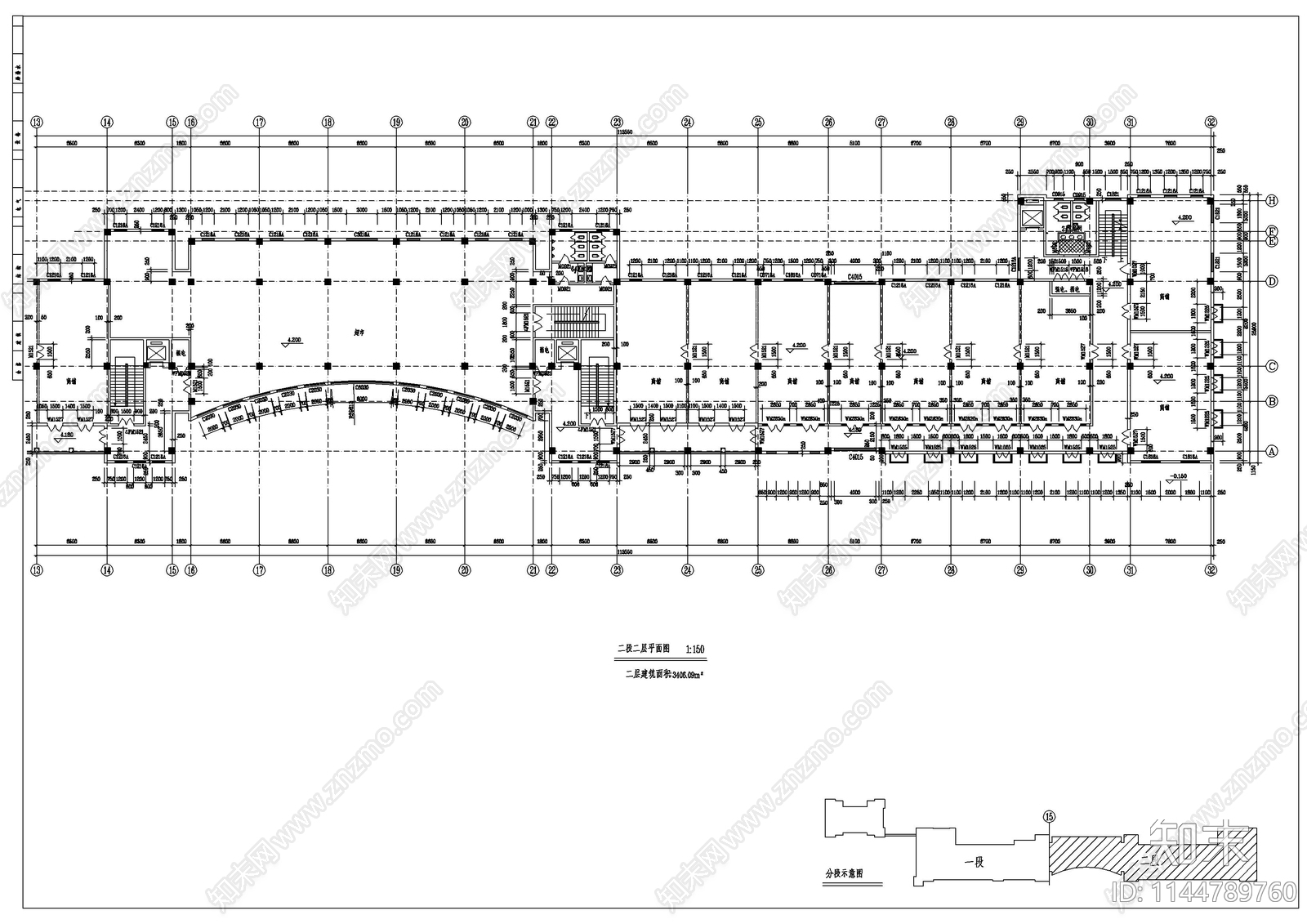 商业楼全套建筑cad施工图下载【ID:1144789760】