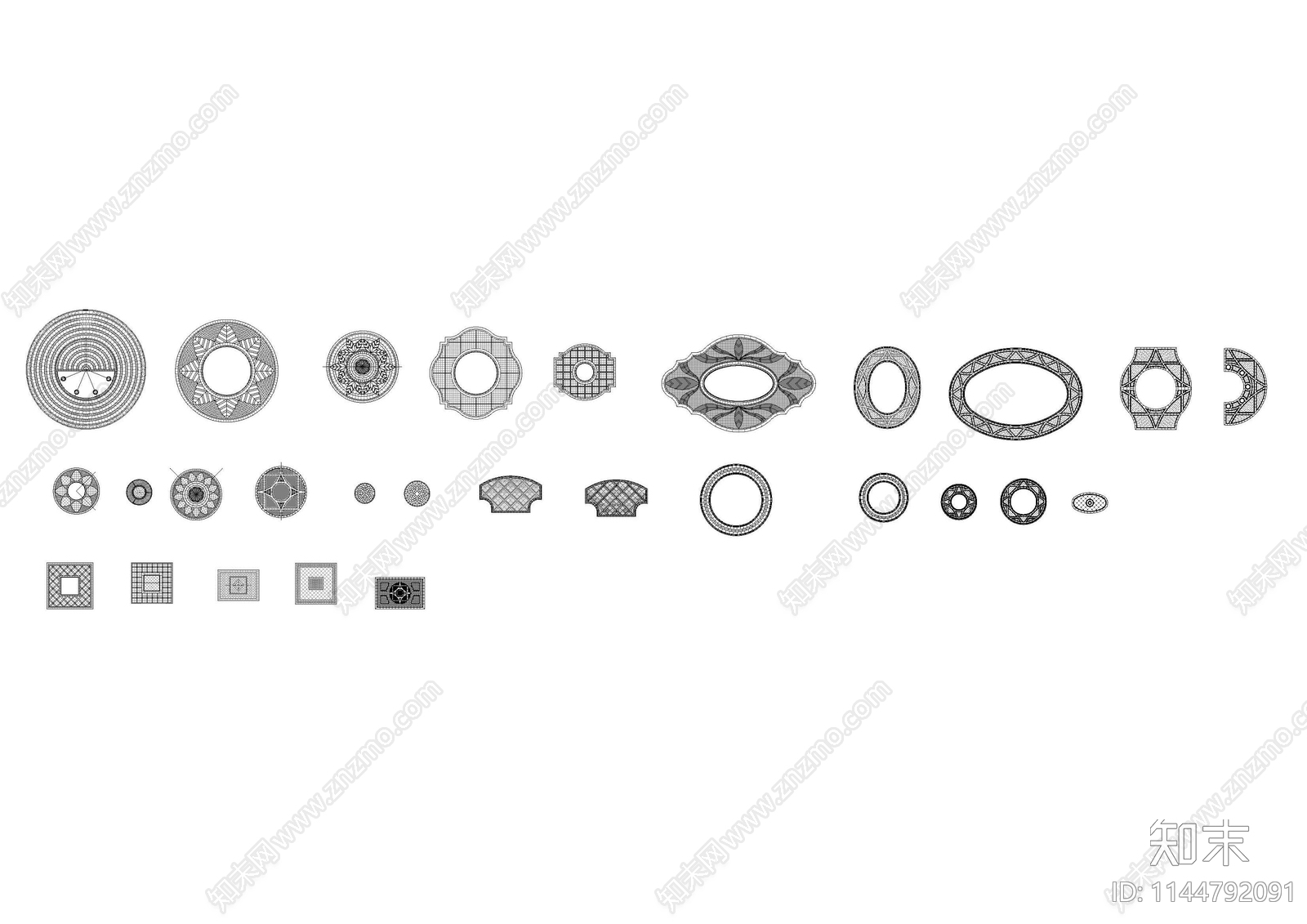 景观圆形铺装cad施工图下载【ID:1144792091】