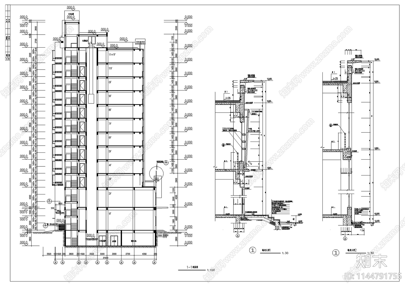 小高层住宅建筑cad施工图下载【ID:1144791755】