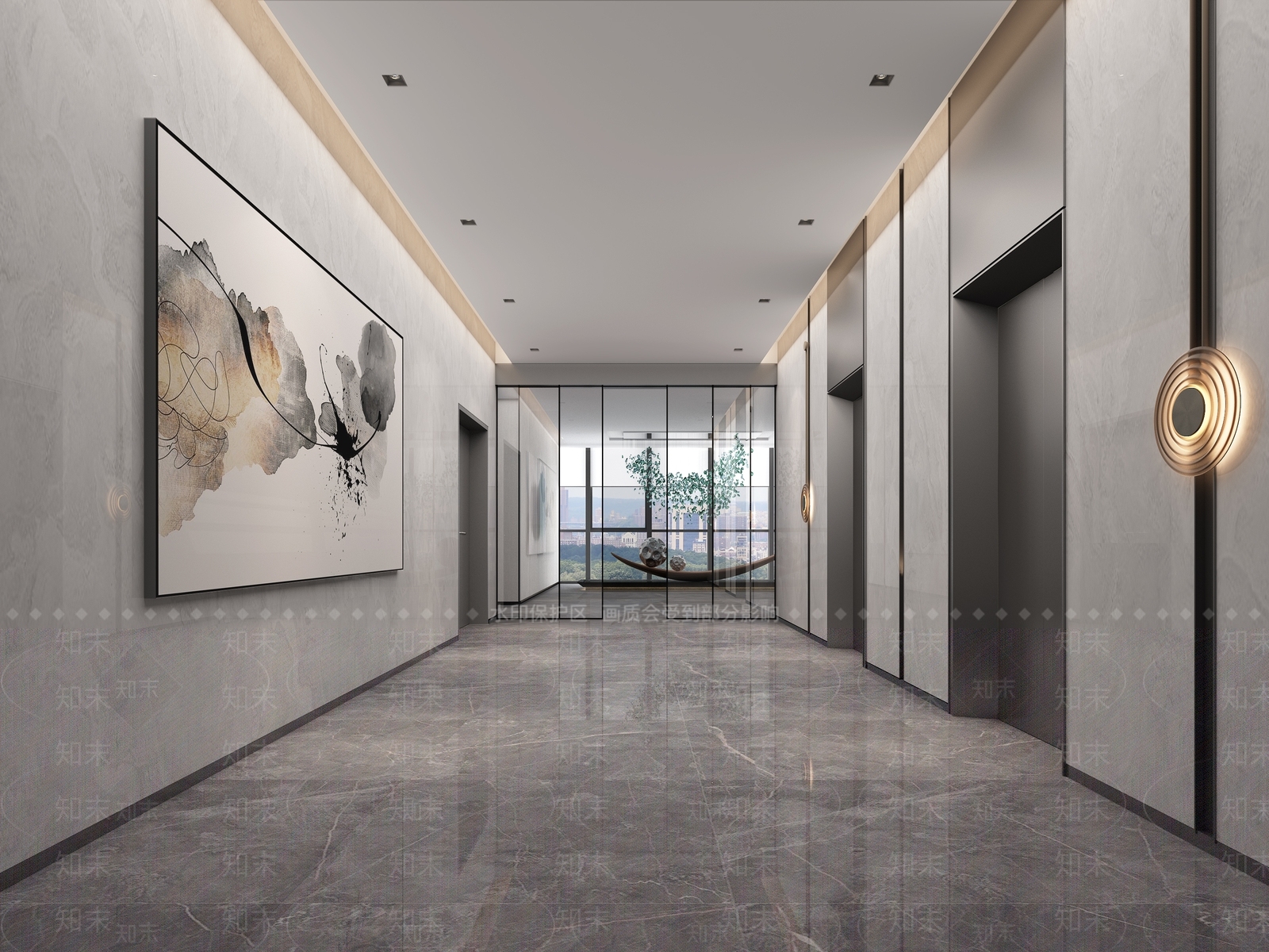 现代办公电梯间3D模型下载【ID:1144793152】
