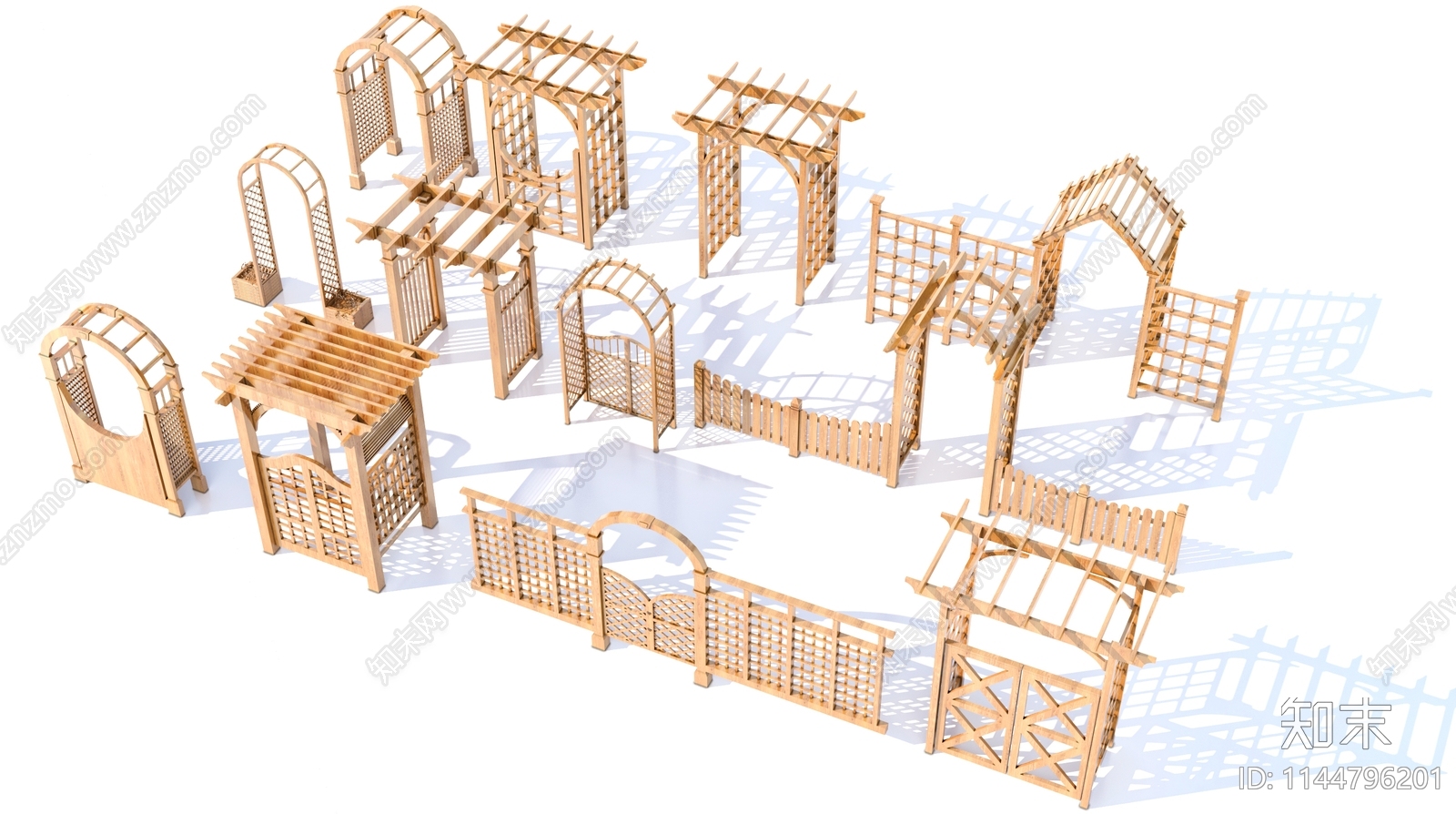 木拱门花拱门组合3D模型下载【ID:1144796201】