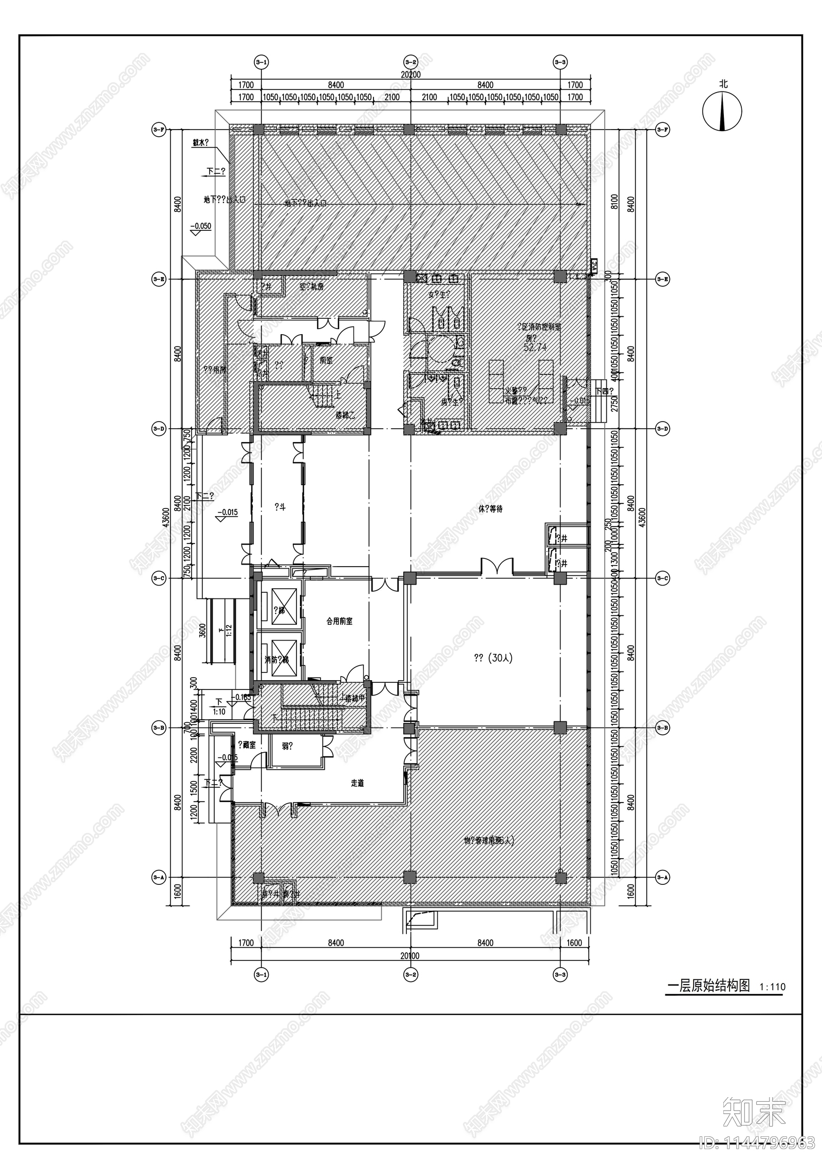 中医院门诊部室内cad施工图下载【ID:1144796963】