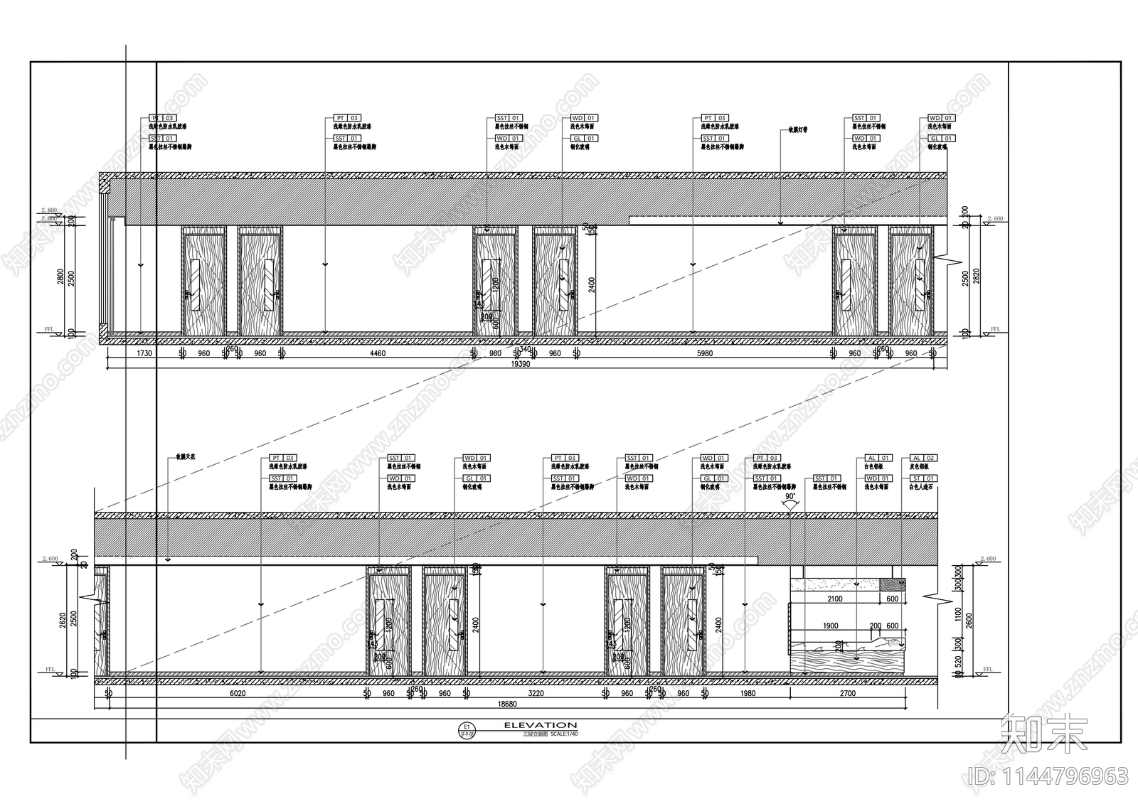 中医院门诊部室内cad施工图下载【ID:1144796963】