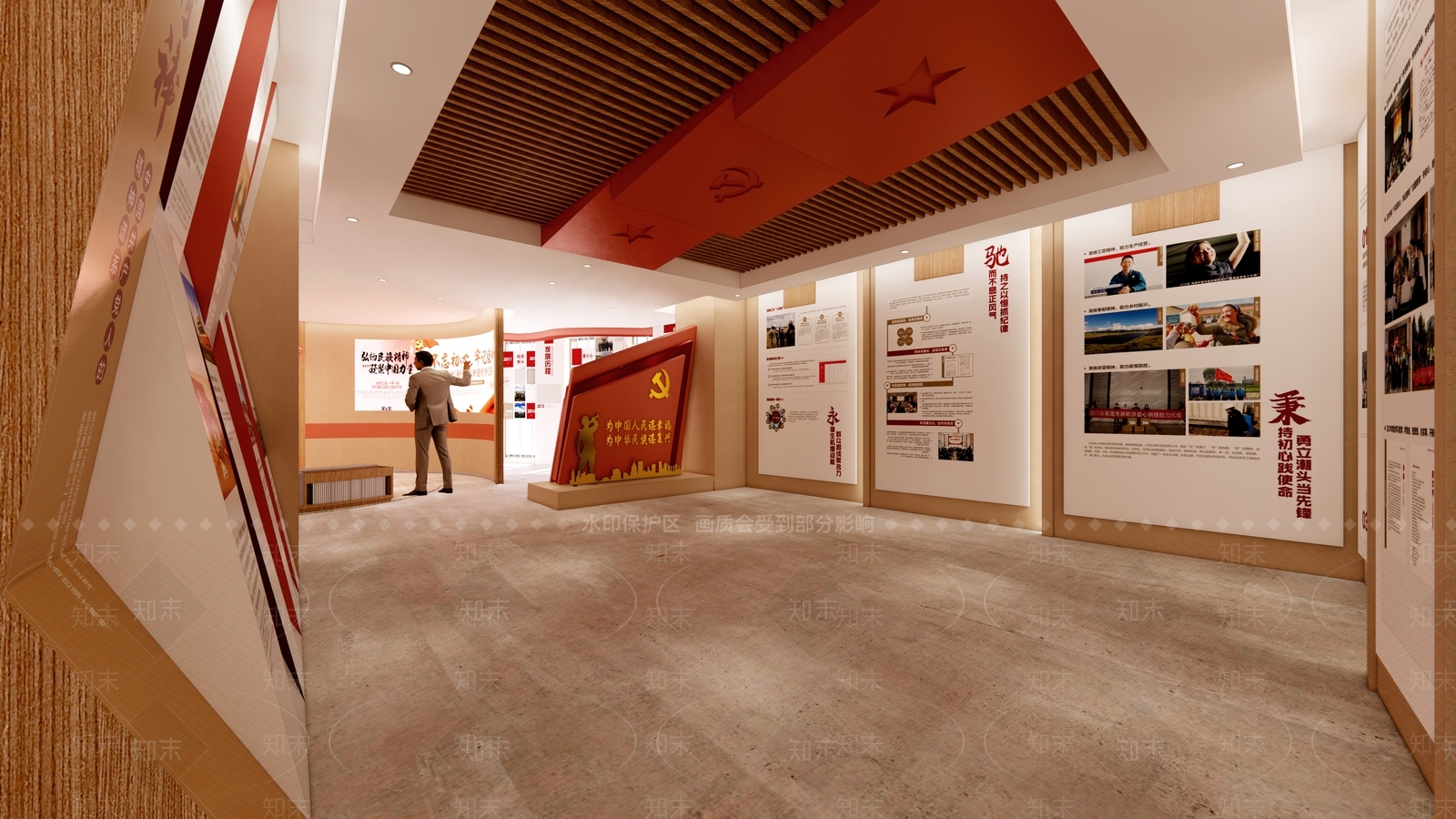 现代红色党建展厅SU模型下载【ID:1144797694】
