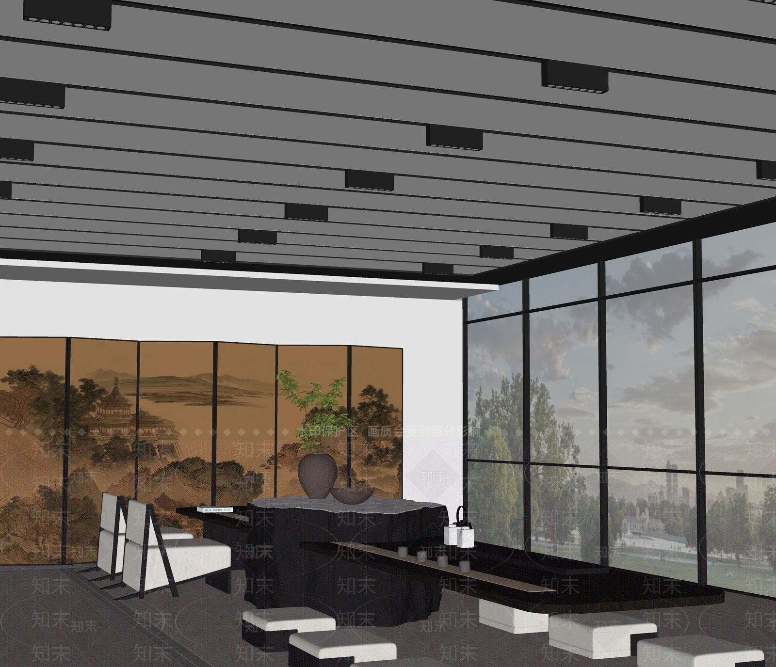 新中式茶馆SU模型下载【ID:1144801127】