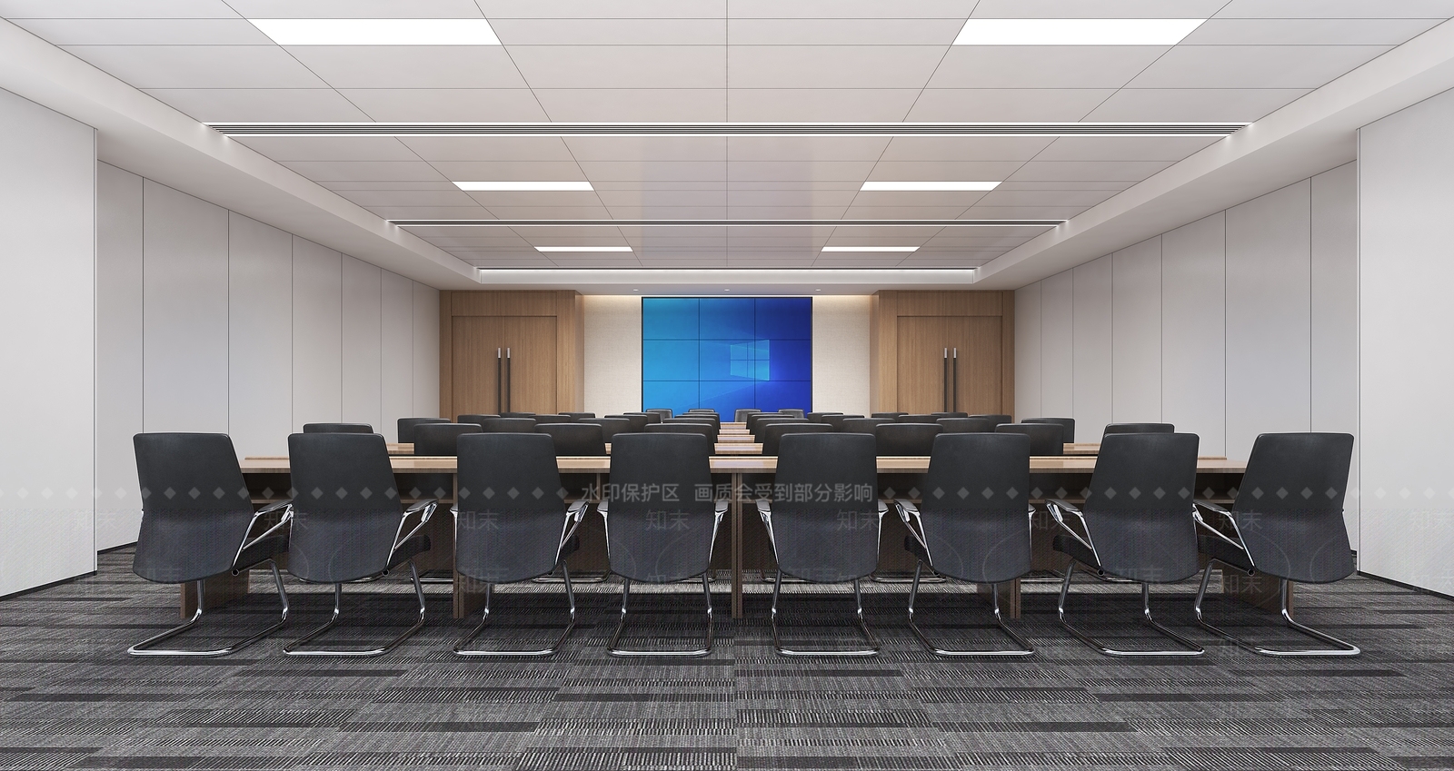 现代多功能会议室3D模型下载【ID:1144801877】