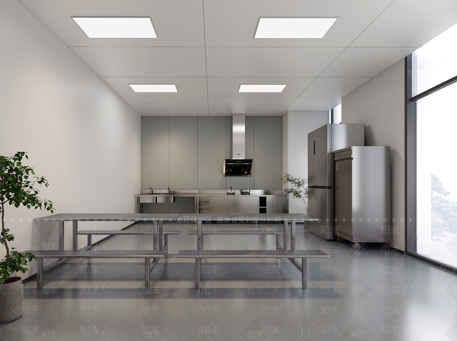 现代员工食堂3D模型下载【ID:1144805449】