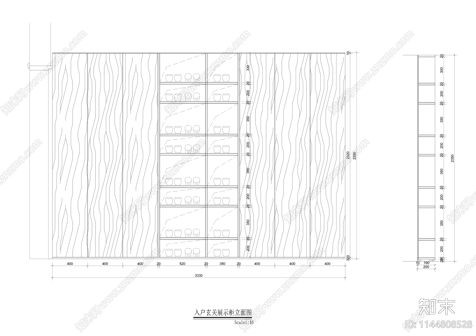 家居柜体cad施工图下载【ID:1144808528】