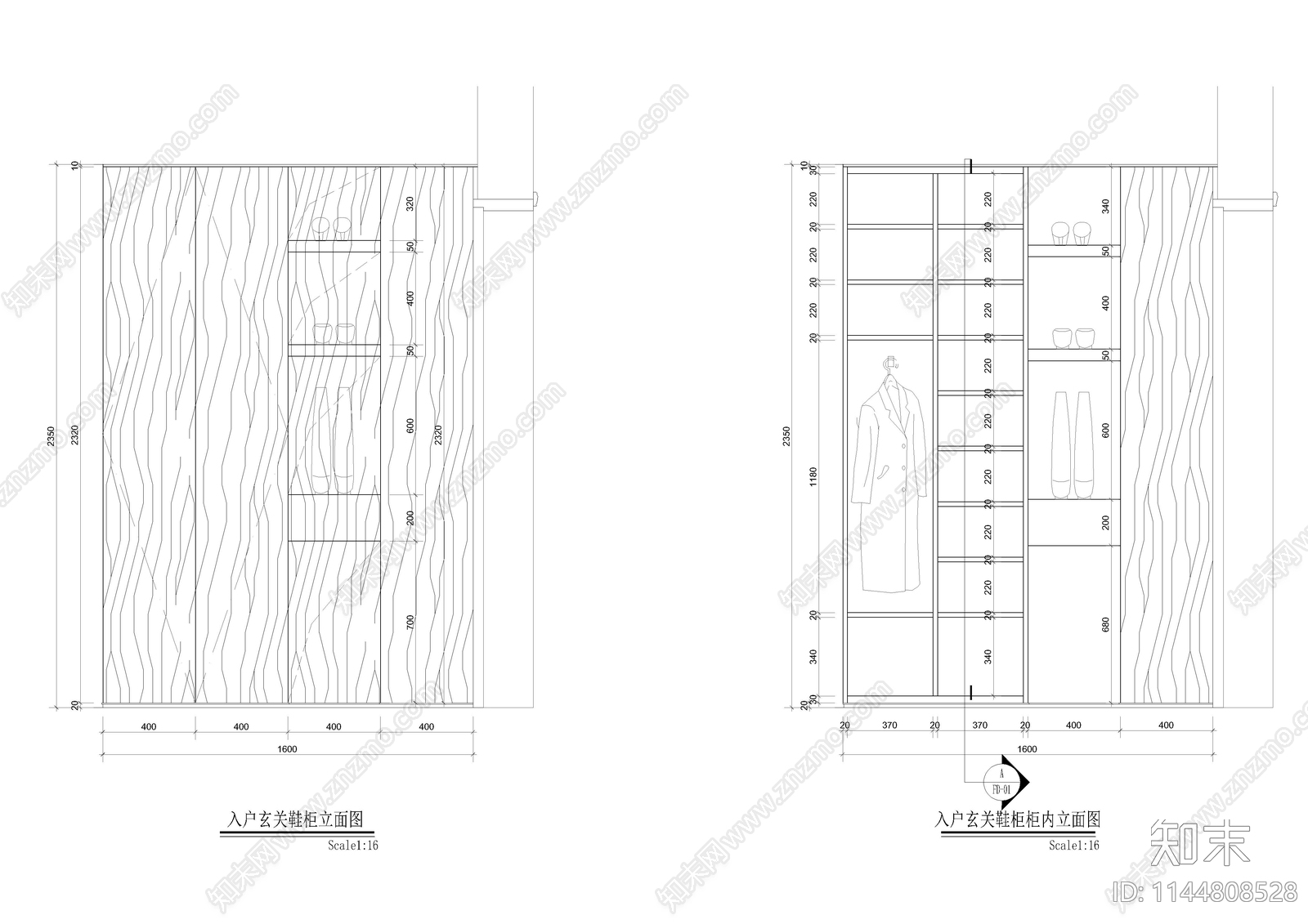 家居柜体cad施工图下载【ID:1144808528】