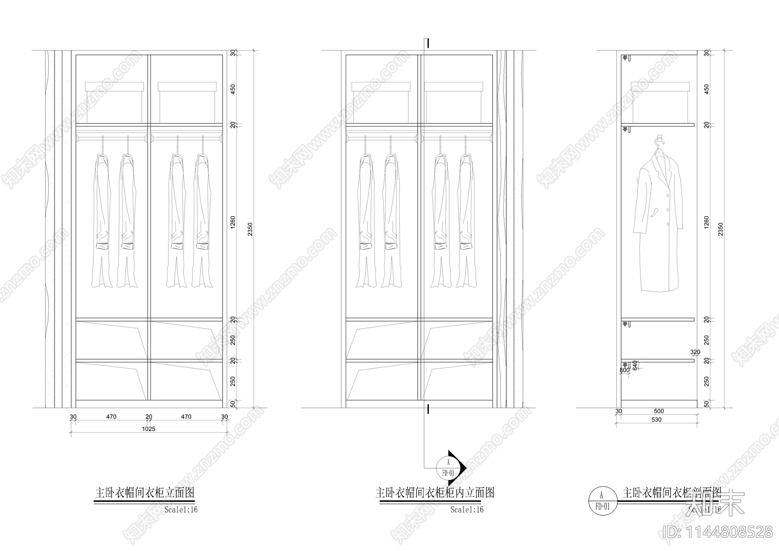 家居柜体cad施工图下载【ID:1144808528】