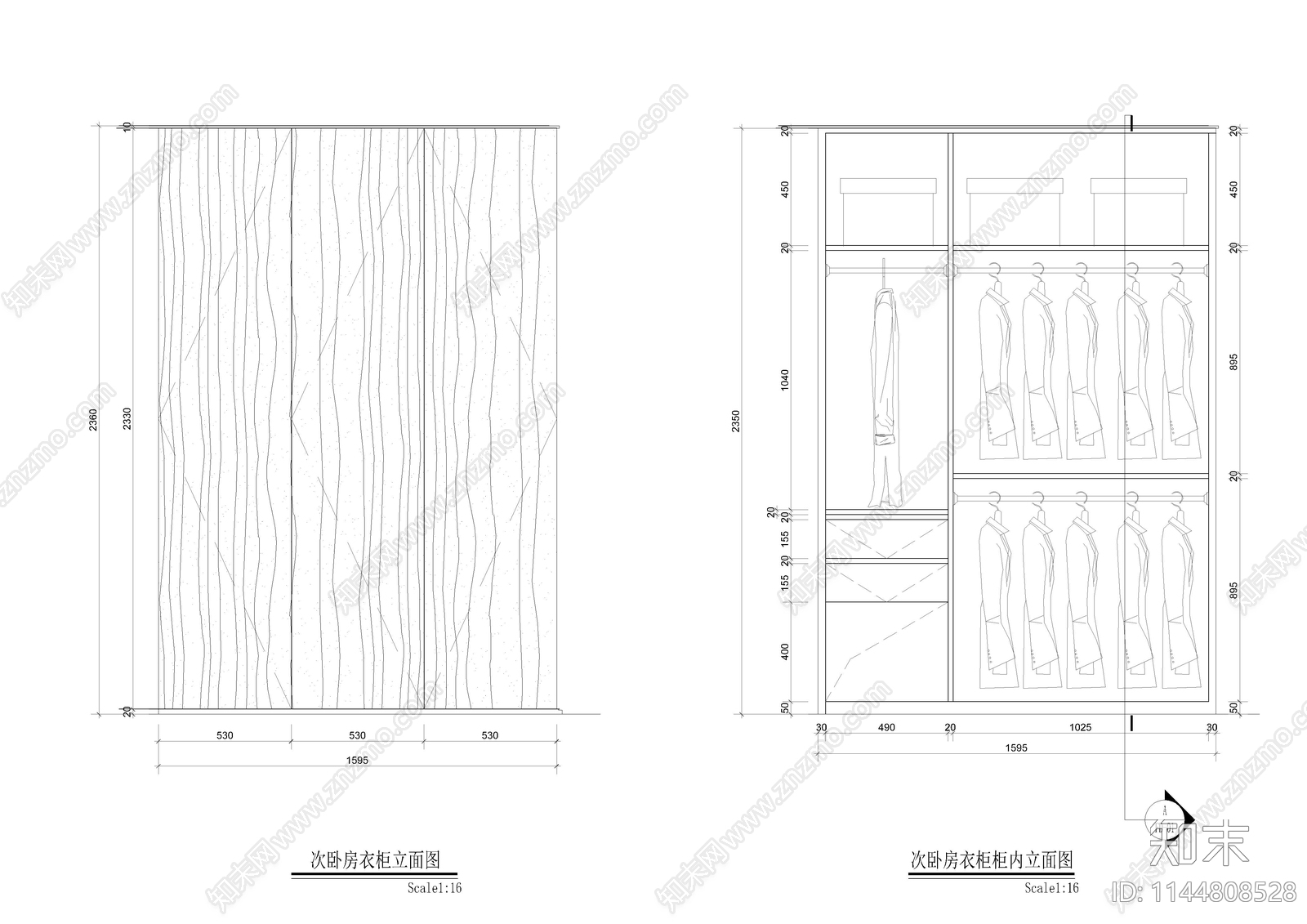 家居柜体cad施工图下载【ID:1144808528】