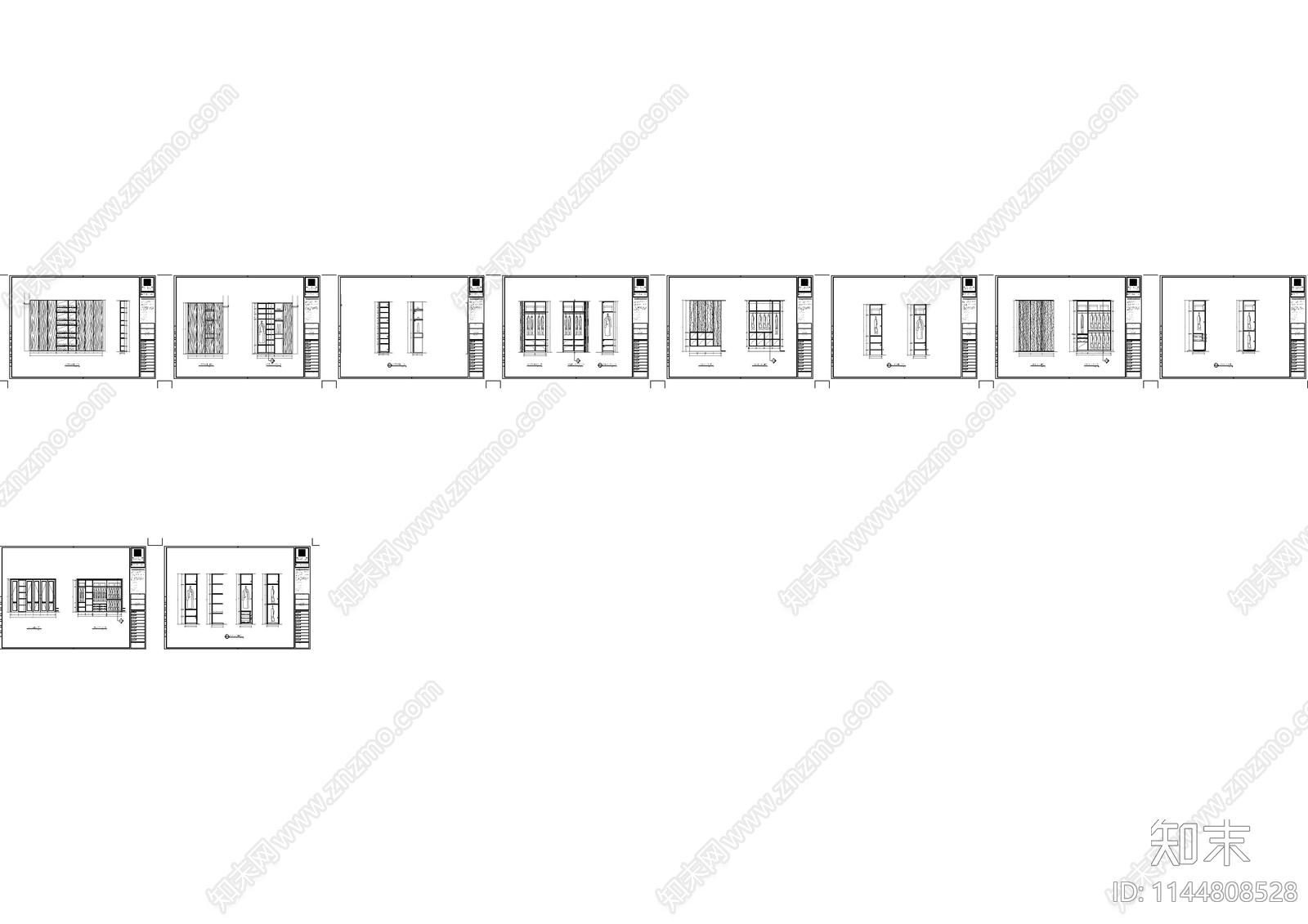 家居柜体cad施工图下载【ID:1144808528】