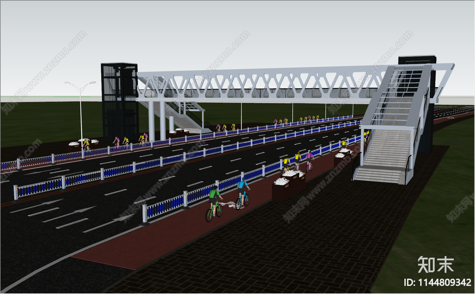 现代人行天桥SU模型下载【ID:1144809342】