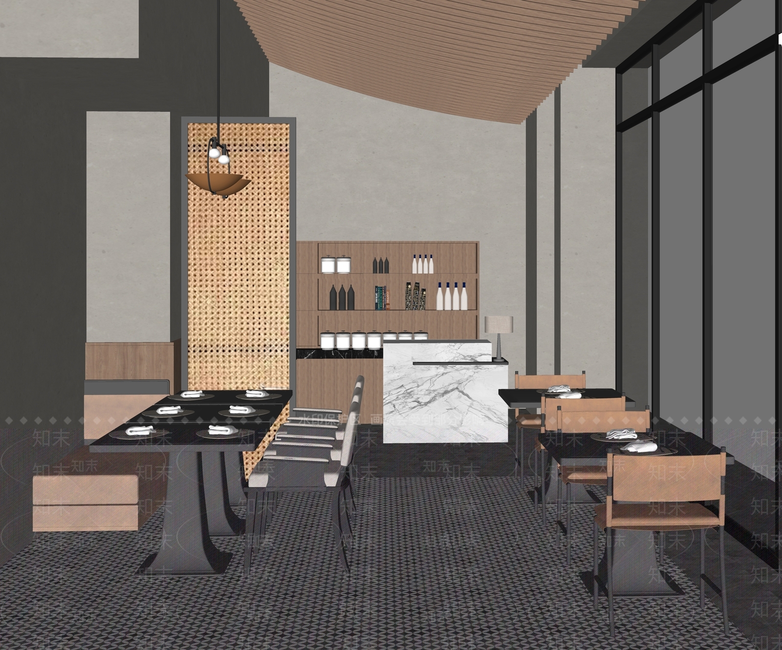 现代西餐厅SU模型下载【ID:1144809304】