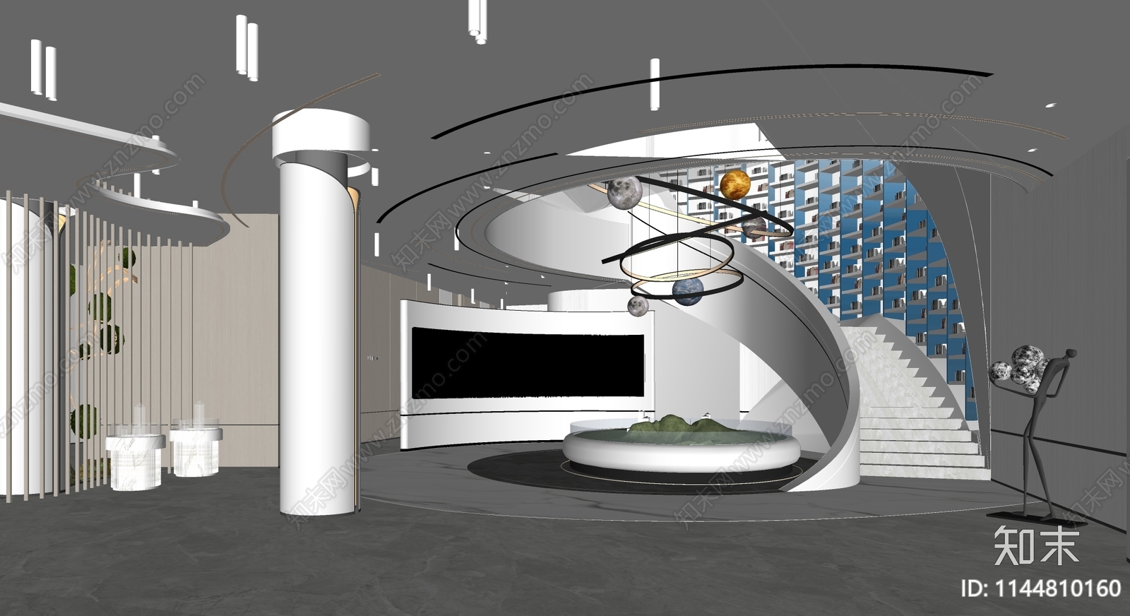 现代售楼处沙盘区SU模型下载【ID:1144810160】