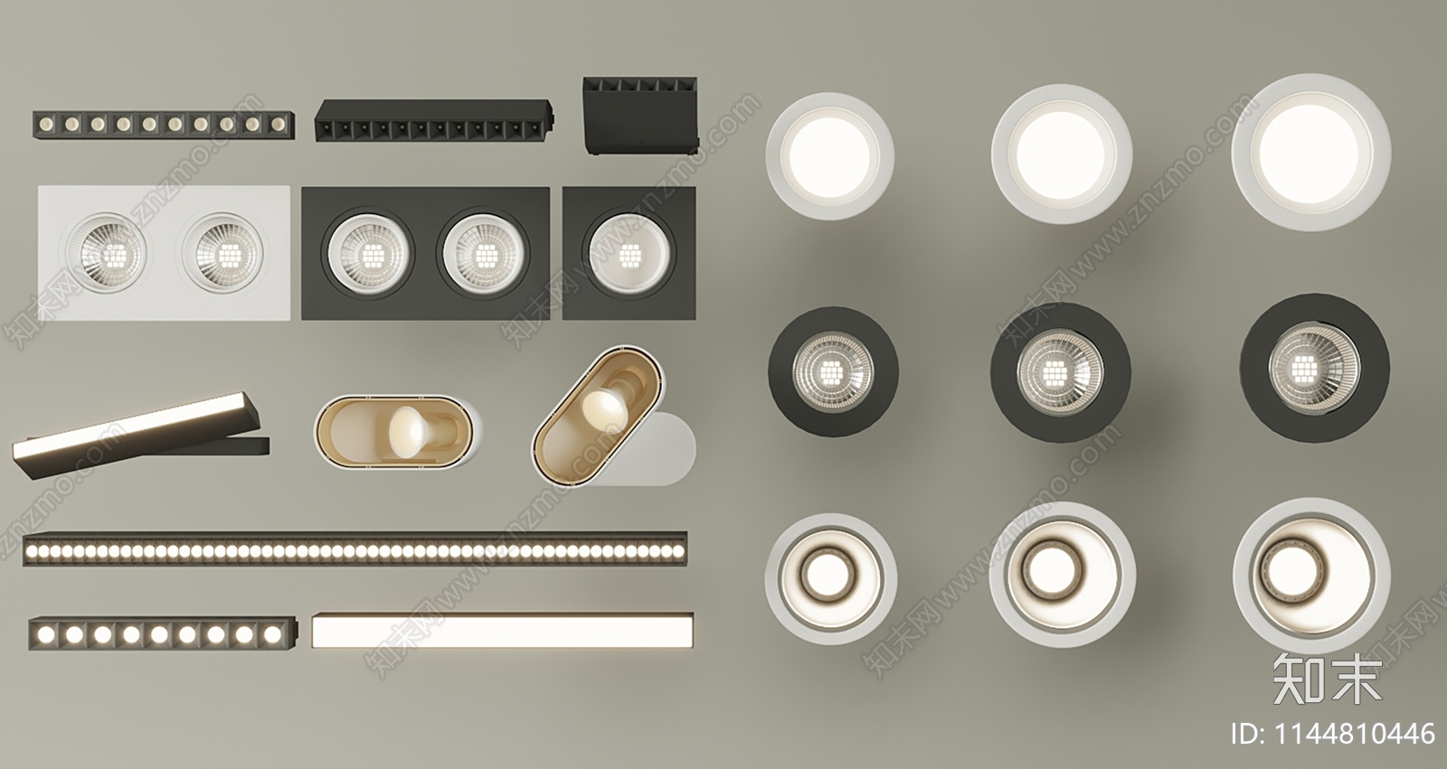 筒灯射灯轨道灯3D模型下载【ID:1144810446】