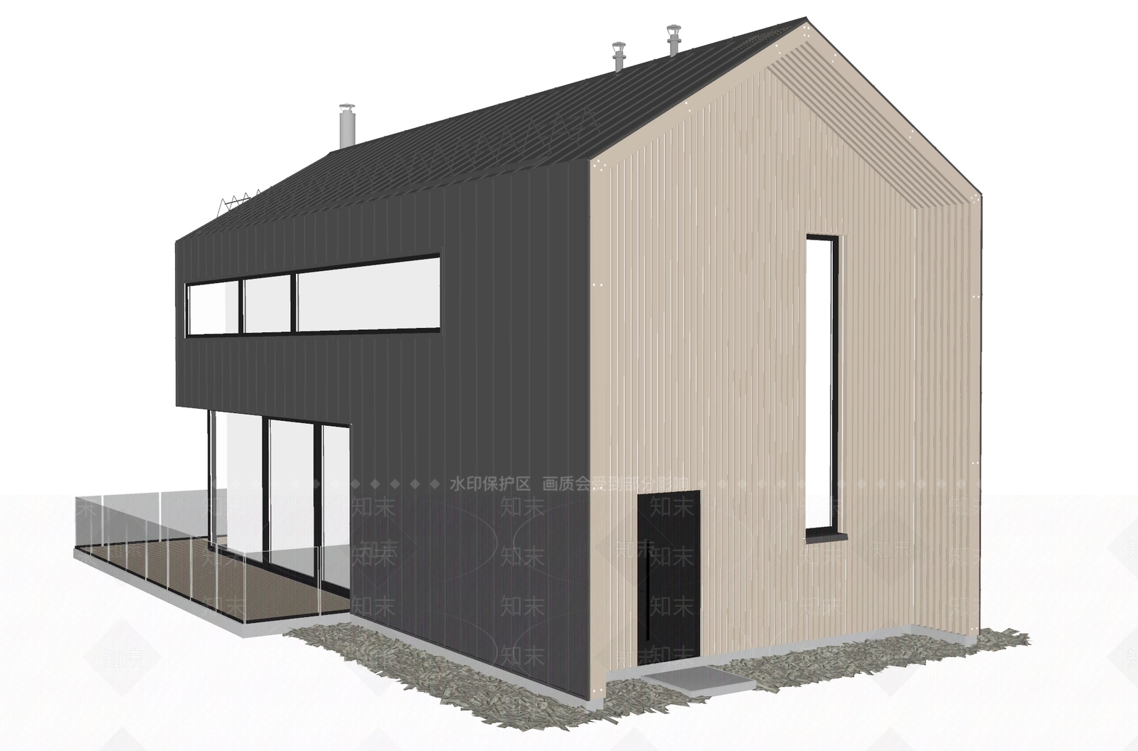 现代木屋SU模型下载【ID:1144813007】