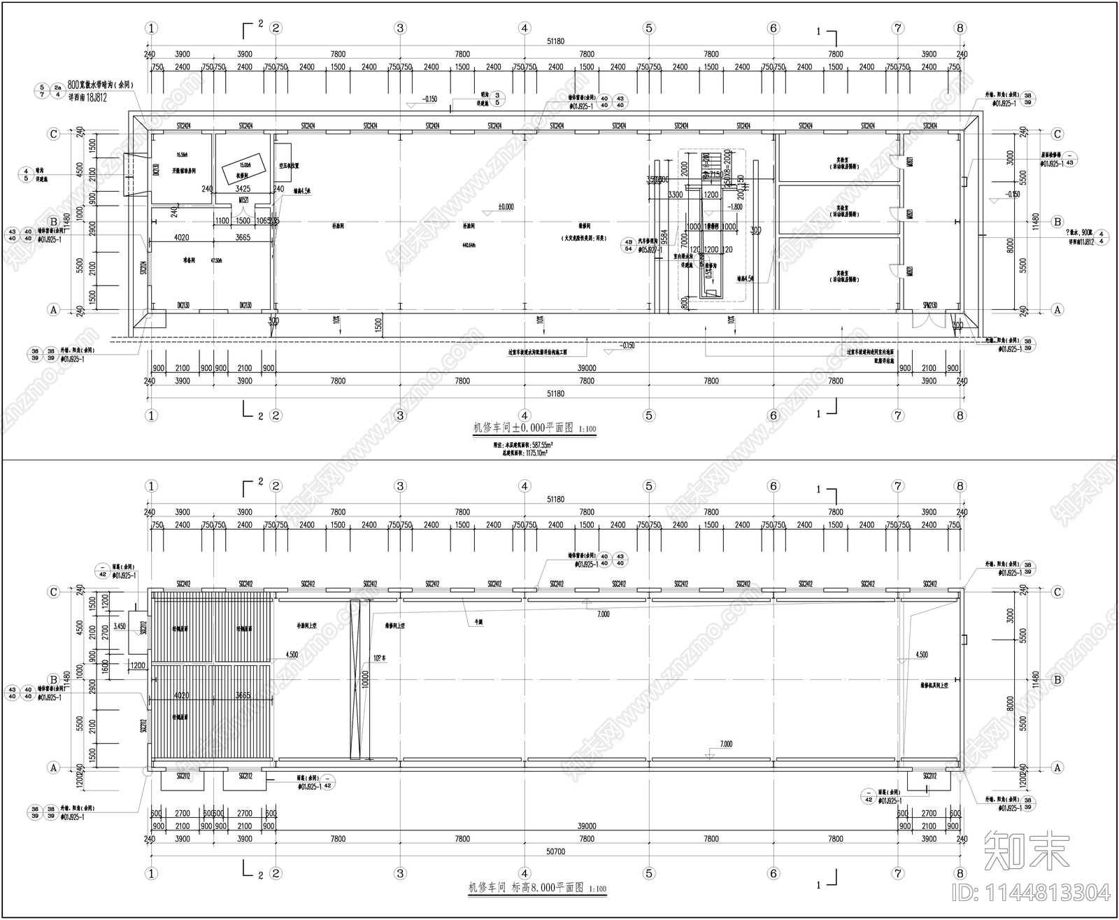 机修车间建筑cad施工图下载【ID:1144813304】