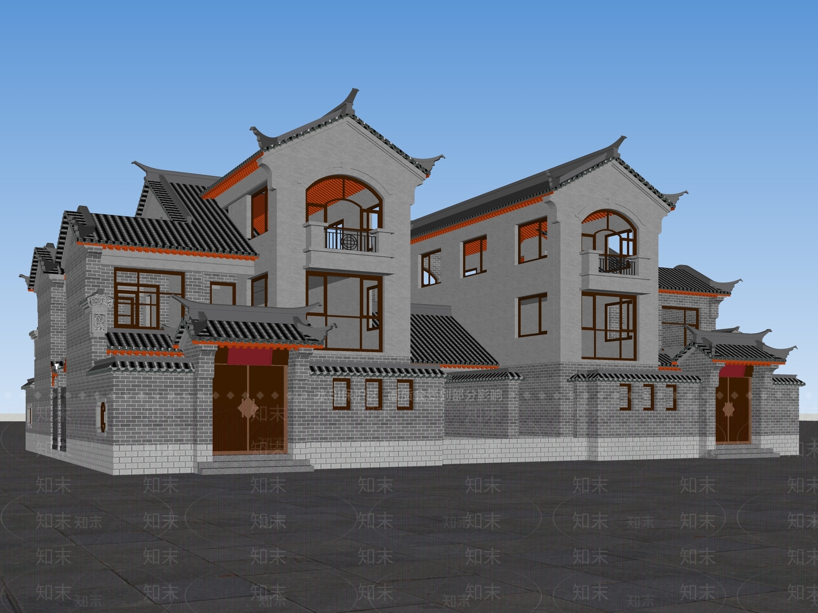 中式四合院SU模型下载【ID:1144820321】