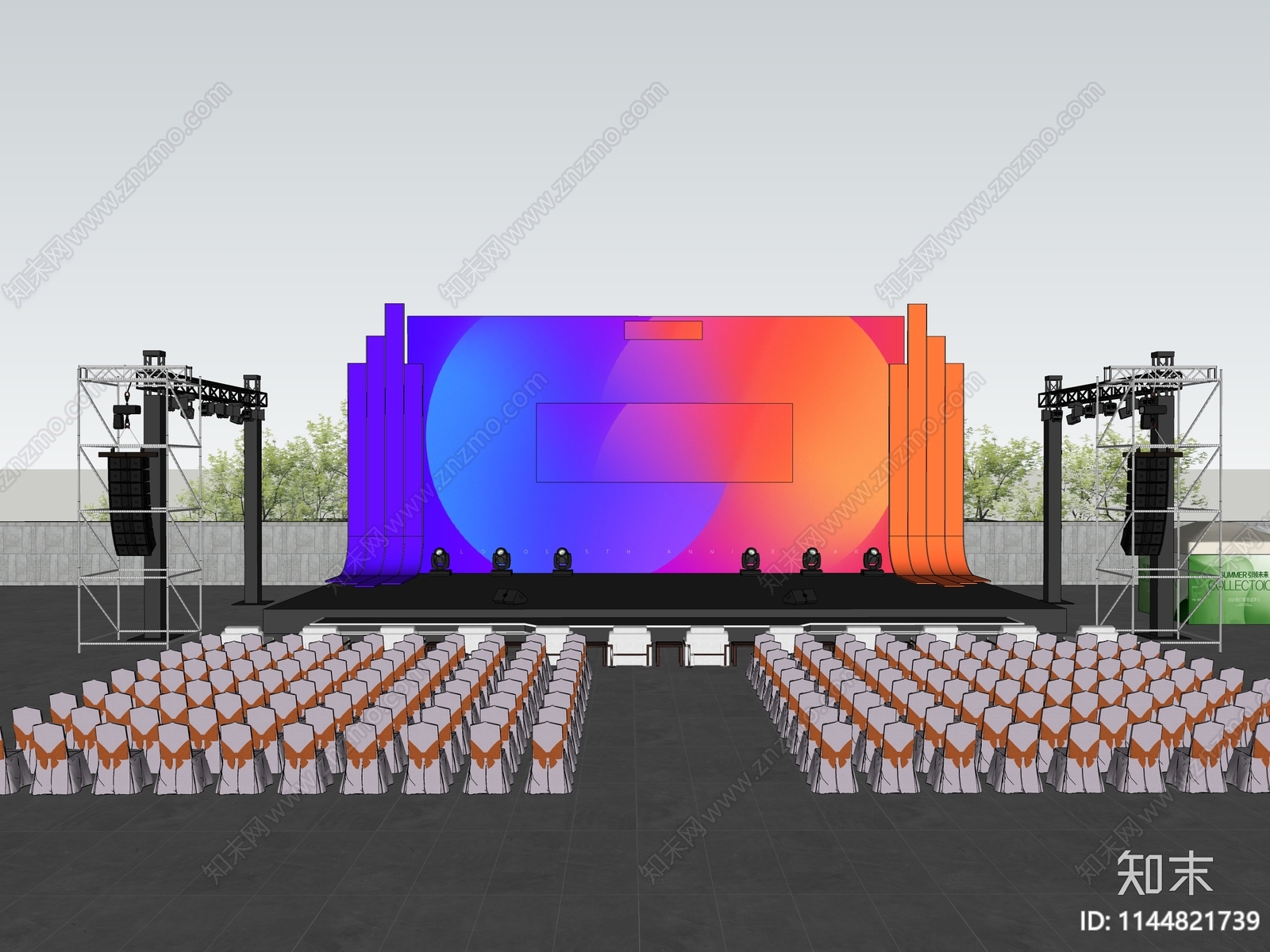 现代户外舞台SU模型下载【ID:1144821739】