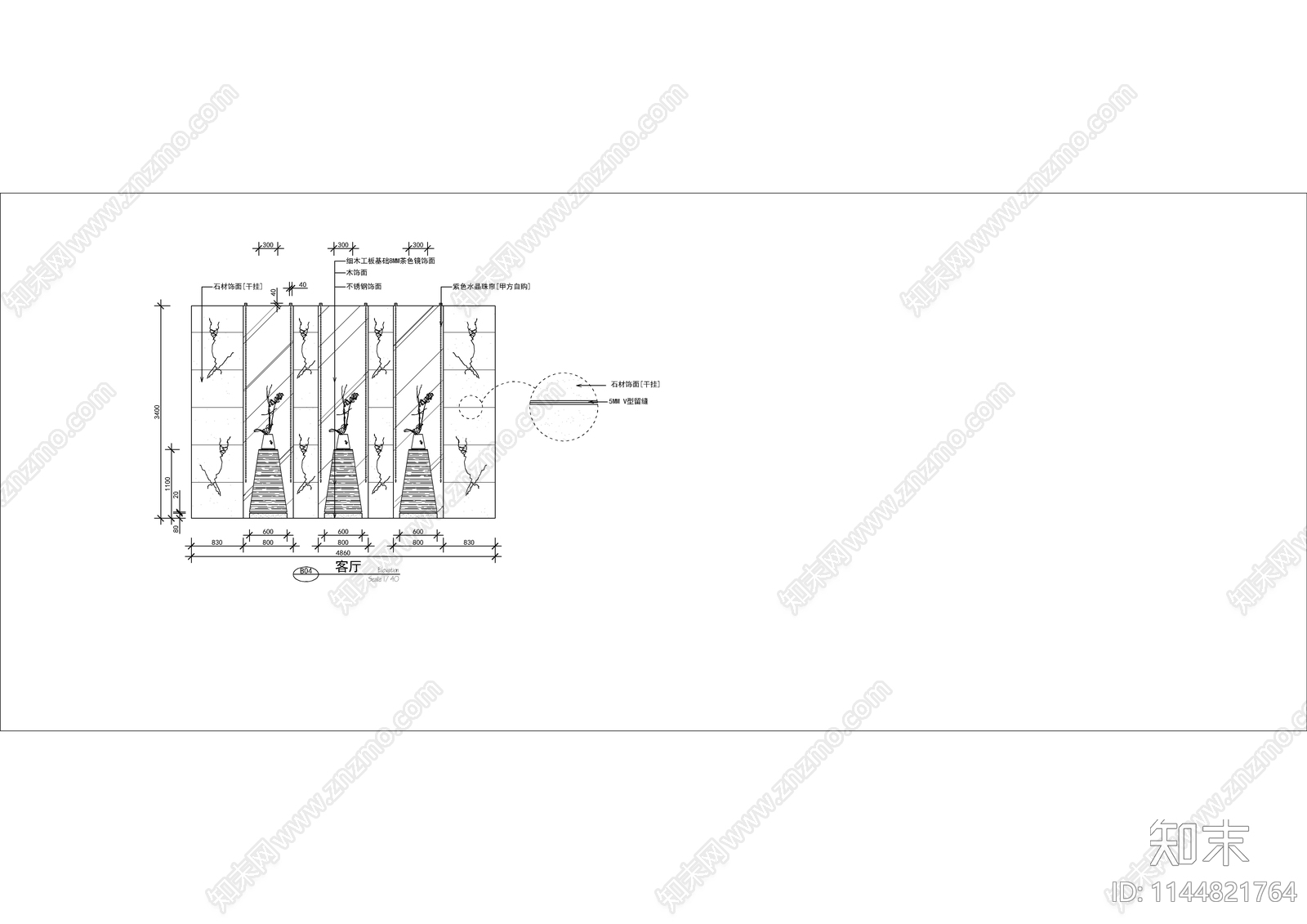 新古典风别墅室内cad施工图下载【ID:1144821764】
