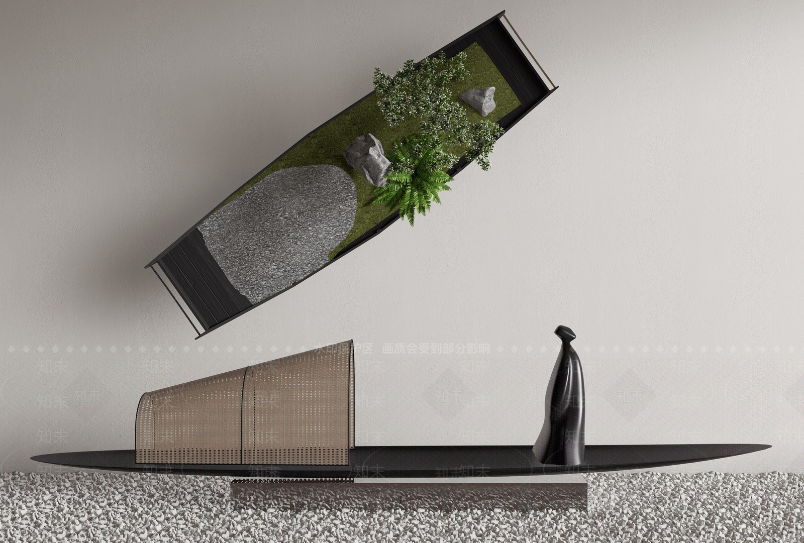 现代乌篷船雕塑装置SU模型下载【ID:1144832817】