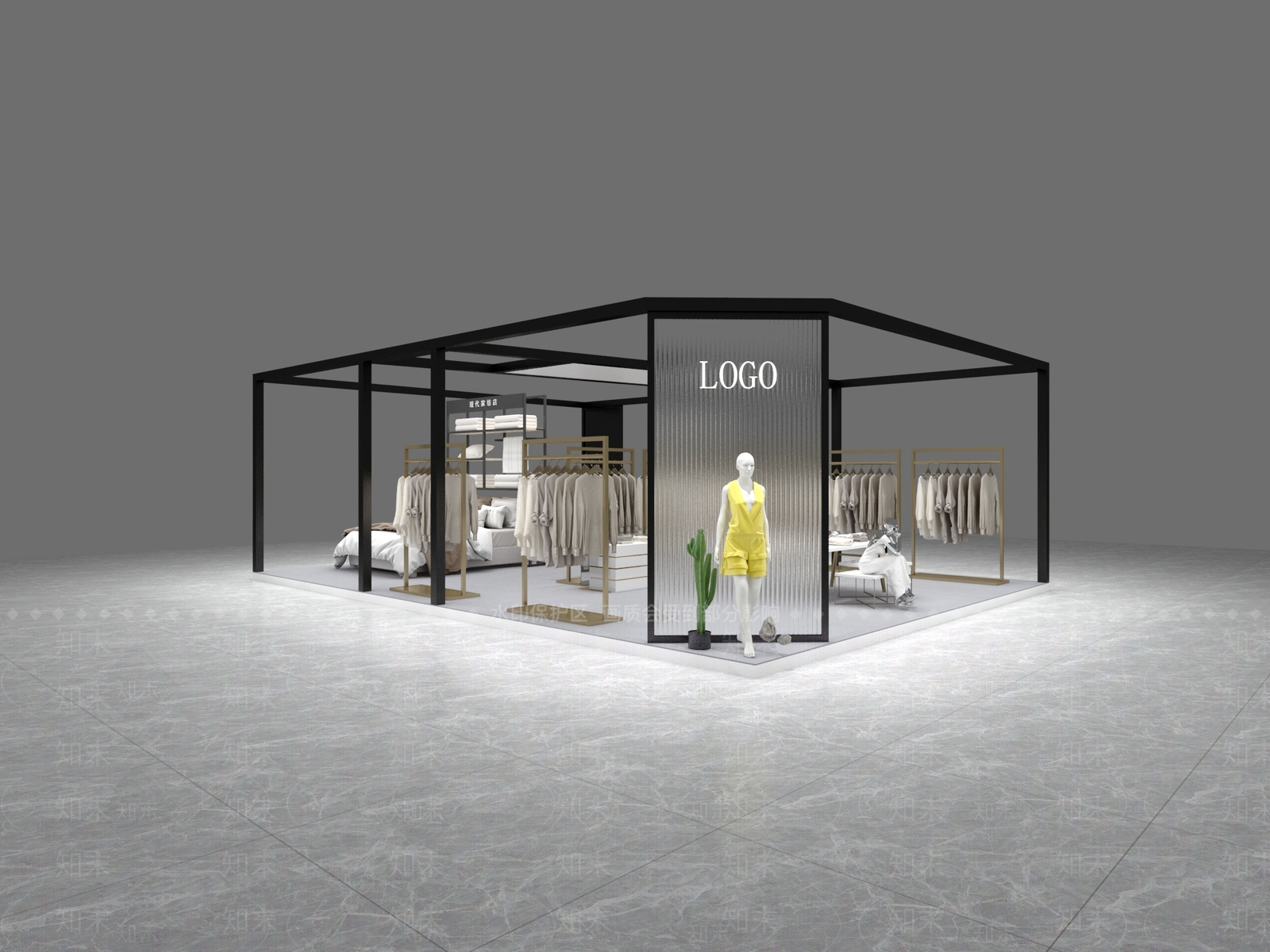 现代家纺衣服展览展厅3D模型下载【ID:1144837999】